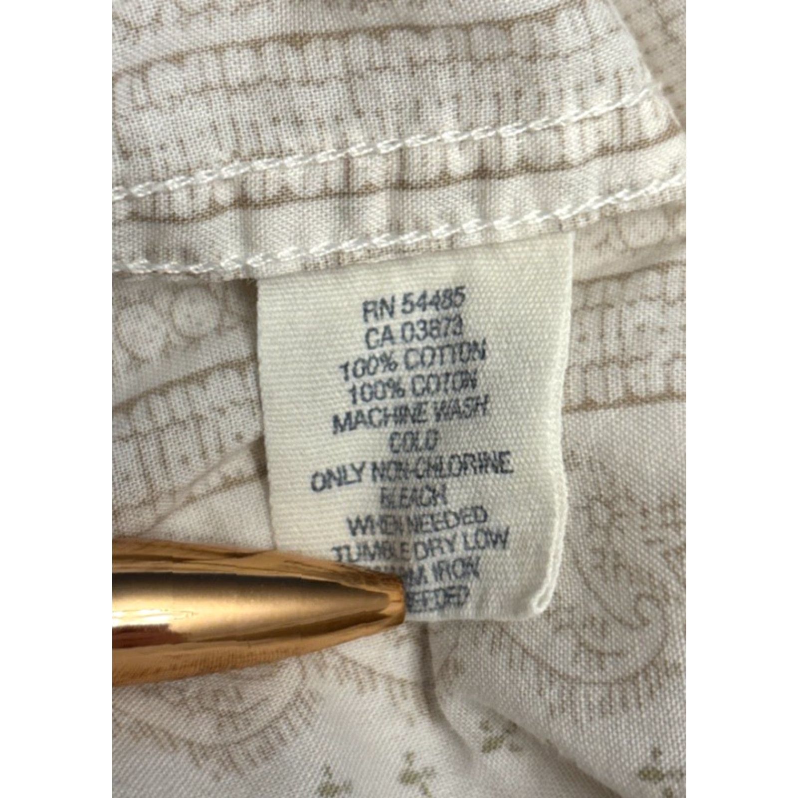 American Eagle Outfitters American Eagle Mens Button-Up Shirt XXL Vintage Slim L/S Beige Print Size US XXL / EU 58 / 5 - 8 Thumbnail