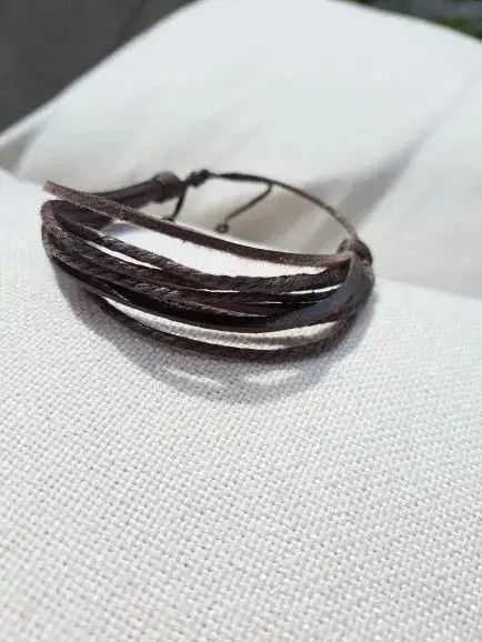 Other Adjustable Handmade Brown Multilayer Leather Rope Bracelet Size ONE SIZE - 2 Thumbnail