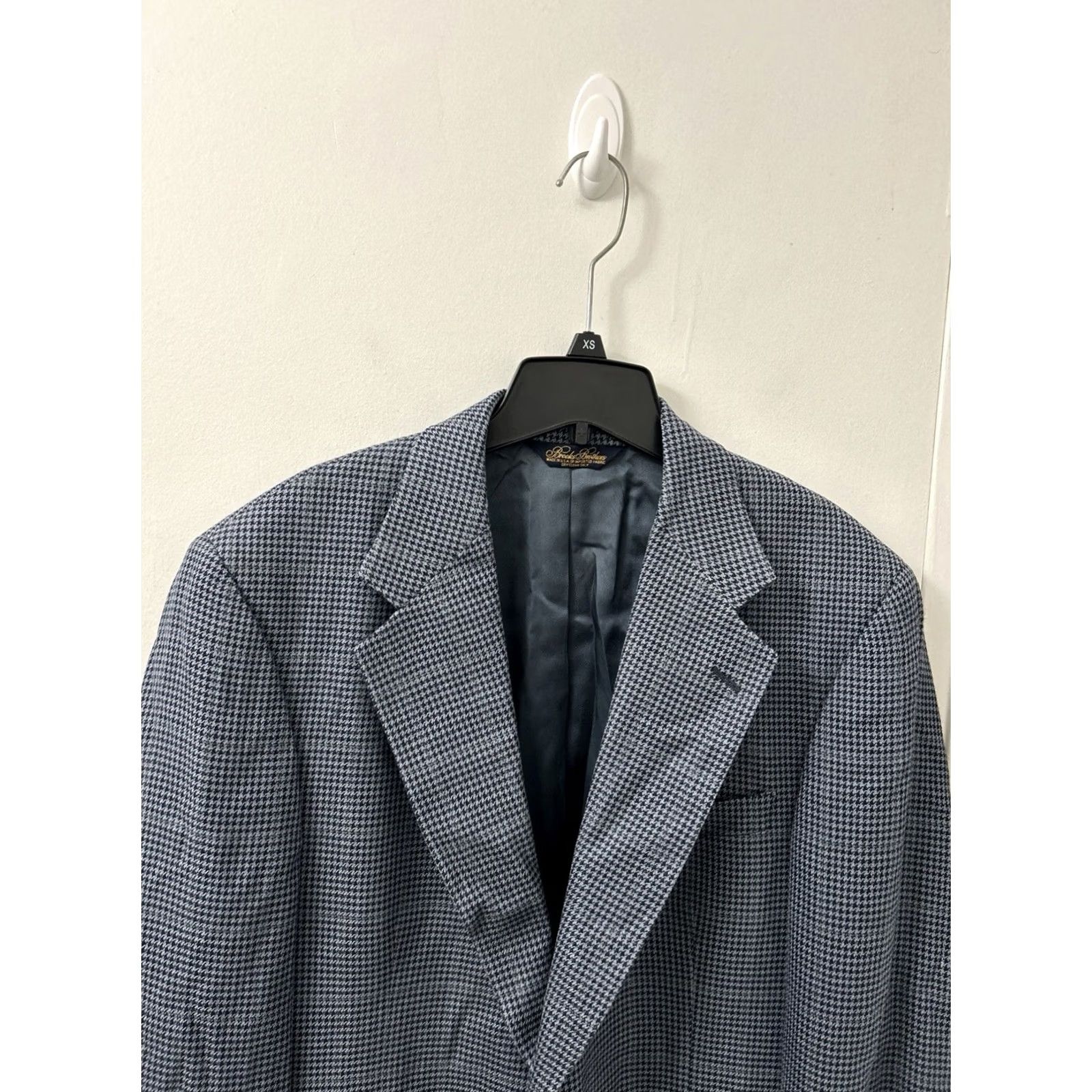 Brooks Brothers VINTAGE Brooks Brothers Blazer Mens 41 Blue Houndstooth Wool Blend Sport Jacket Button Closure United States Mens Size 42R - 2 Thumbnail