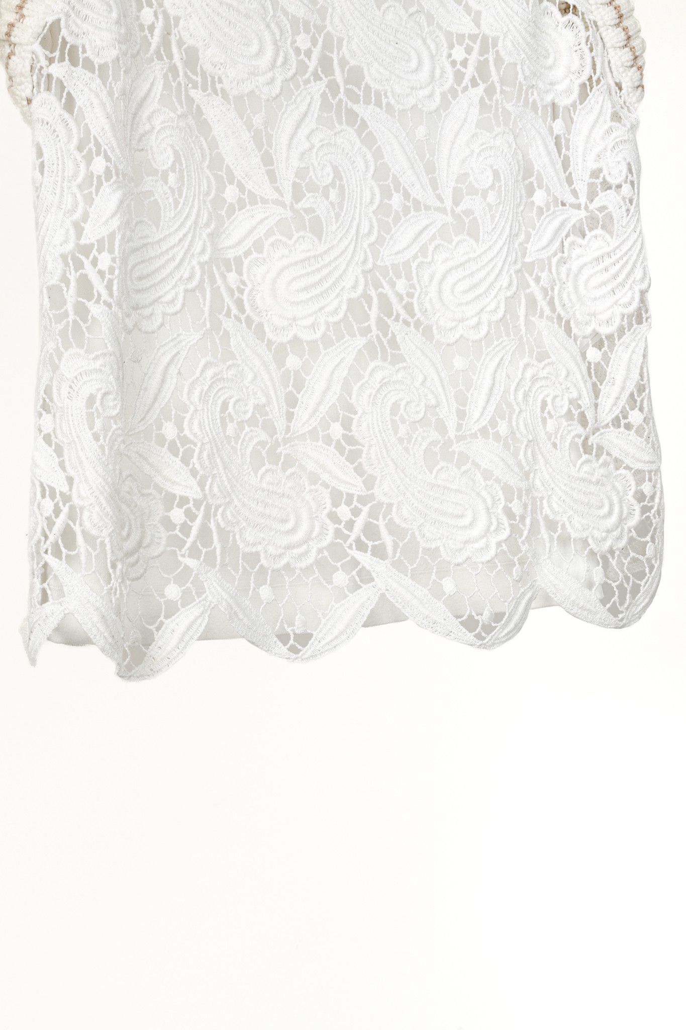 Other Marc Cain Off White Multi-Fabric Crochet Lace Tank Size L / US 10 / IT 46 - 7 Thumbnail