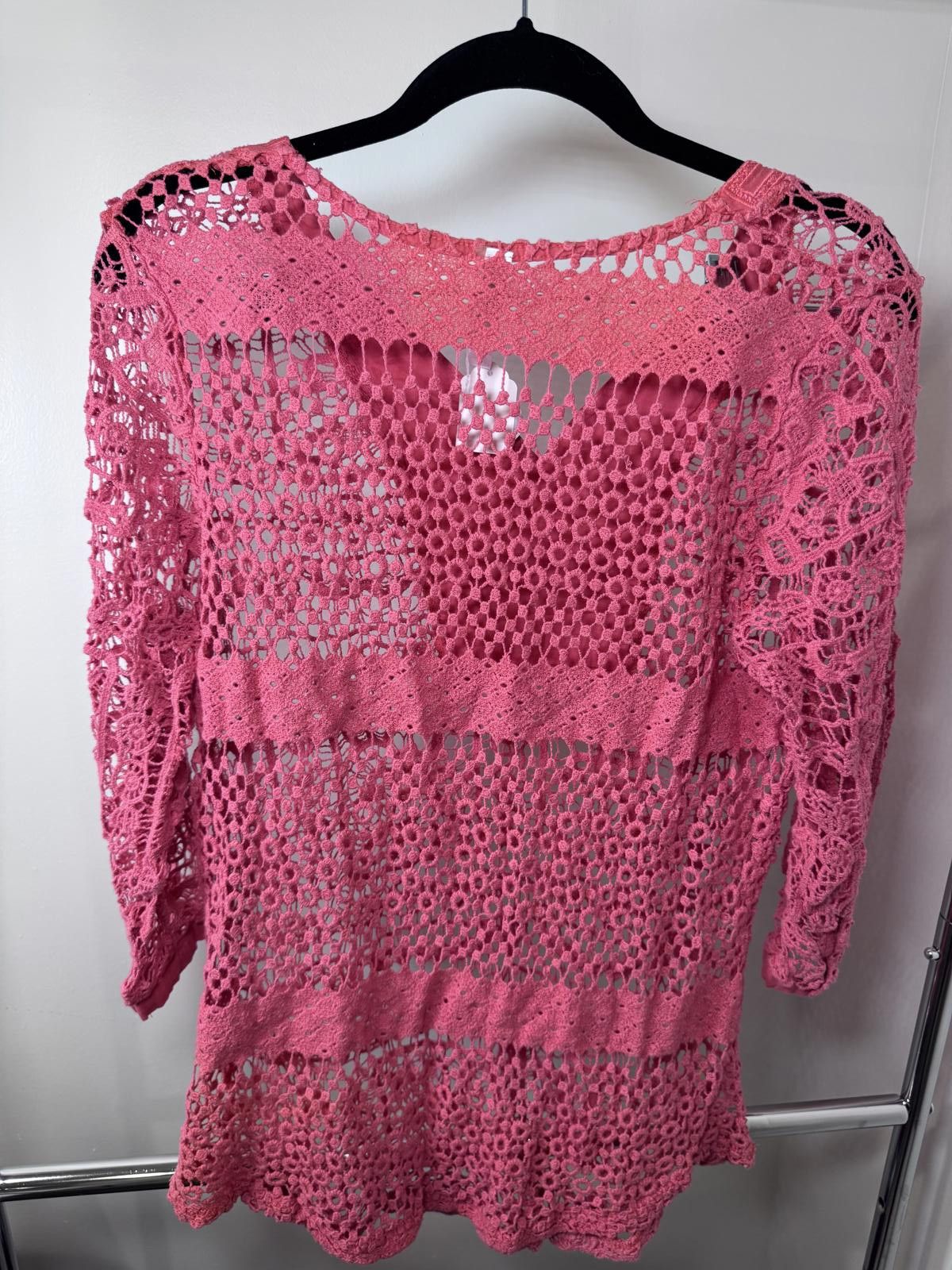 O'Neill O'Neill Women's Pink Crochet Lace Long Sleeve Top Size L / US 10 / IT 46 - 2 Thumbnail