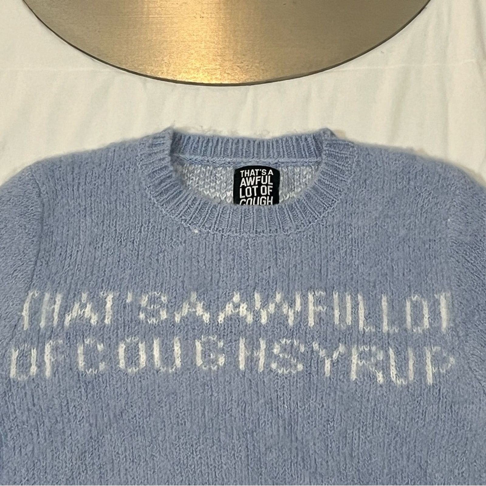 Awful Lot of Cough Syrup That’s A Awful Lot Of Cough Syrup Baby Blue Sweater Size L / US 10 / IT 46 - 3 Thumbnail