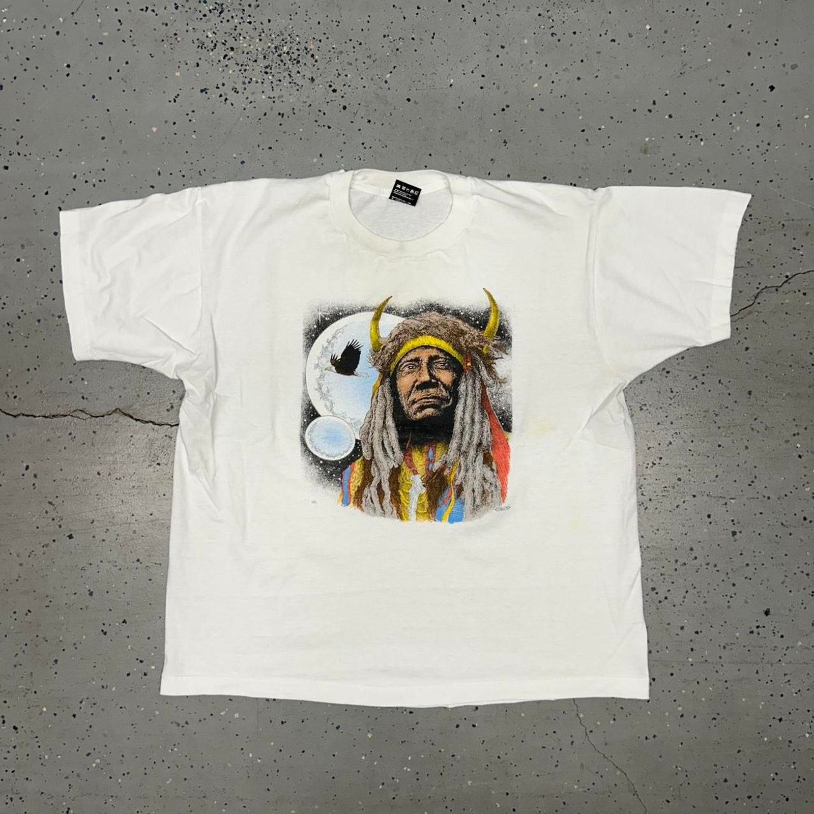 Fruit Of The Loom White vintage 90s Native American Indian print t-shirt Size US XL / EU 56 / 4 - 1 Thumbnail
