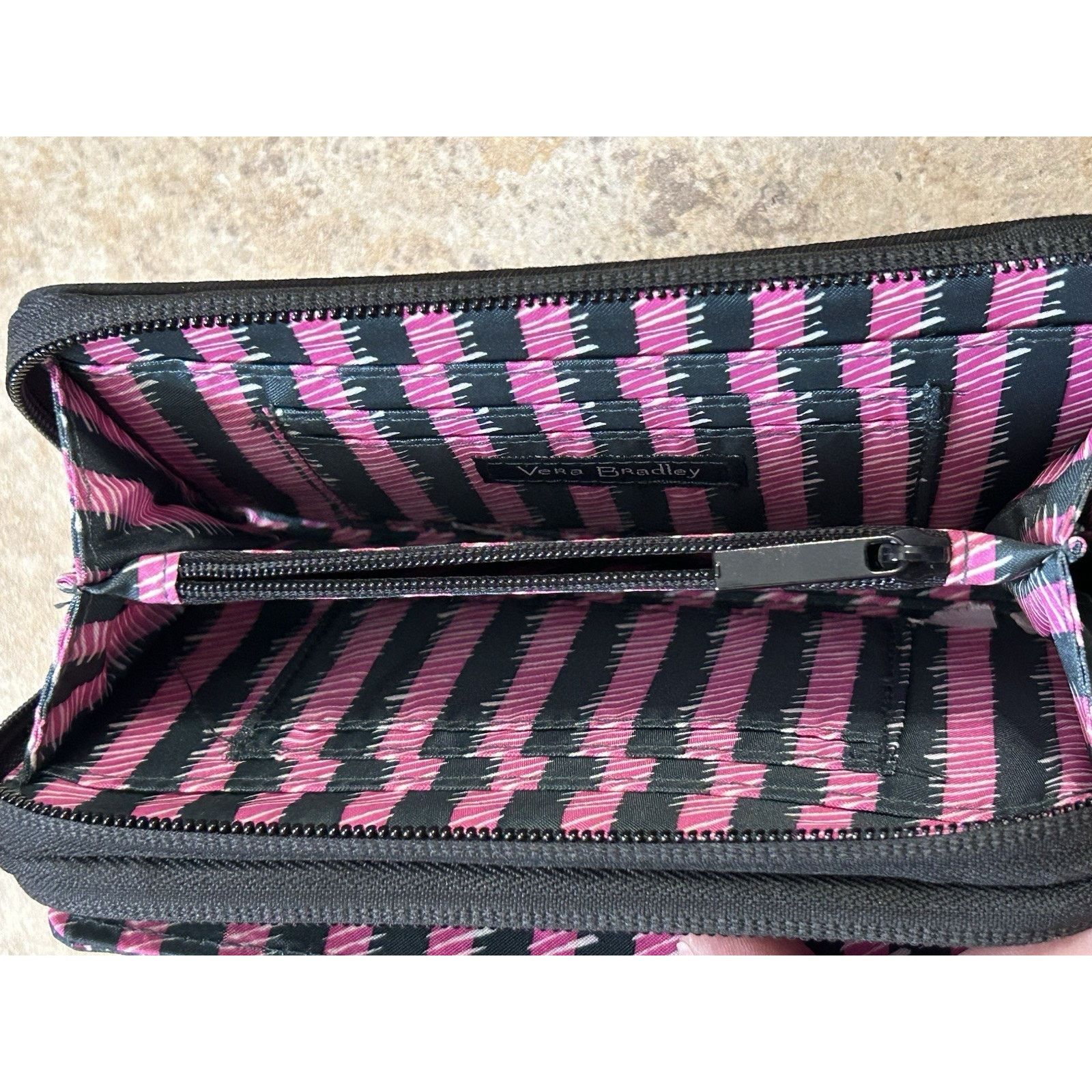 Vera Bradley vera bradley wallet zip around Black Pink Interior RFID Size ONE SIZE - 7 Thumbnail