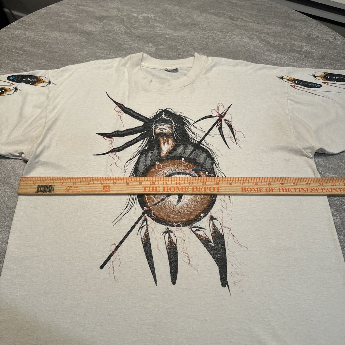Vintage Vintage 90s Native American Indian Warrior Feather Shirt Size US XL / EU 56 / 4 - 8 Thumbnail