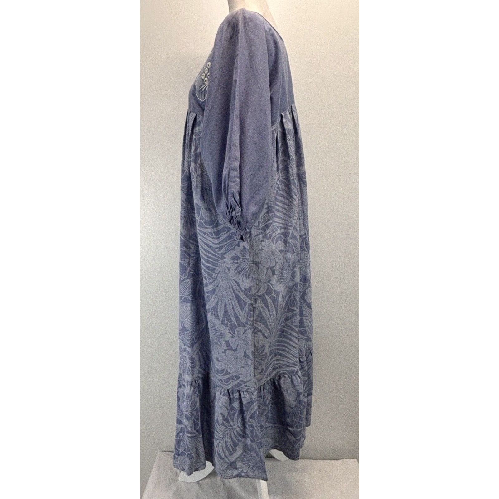 Vintage VINTAGE Ramona Rull Blue Tropical Floral Cotton Midi Dress Adult Large Women Size L / US 10 / IT 46 - 2 Thumbnail