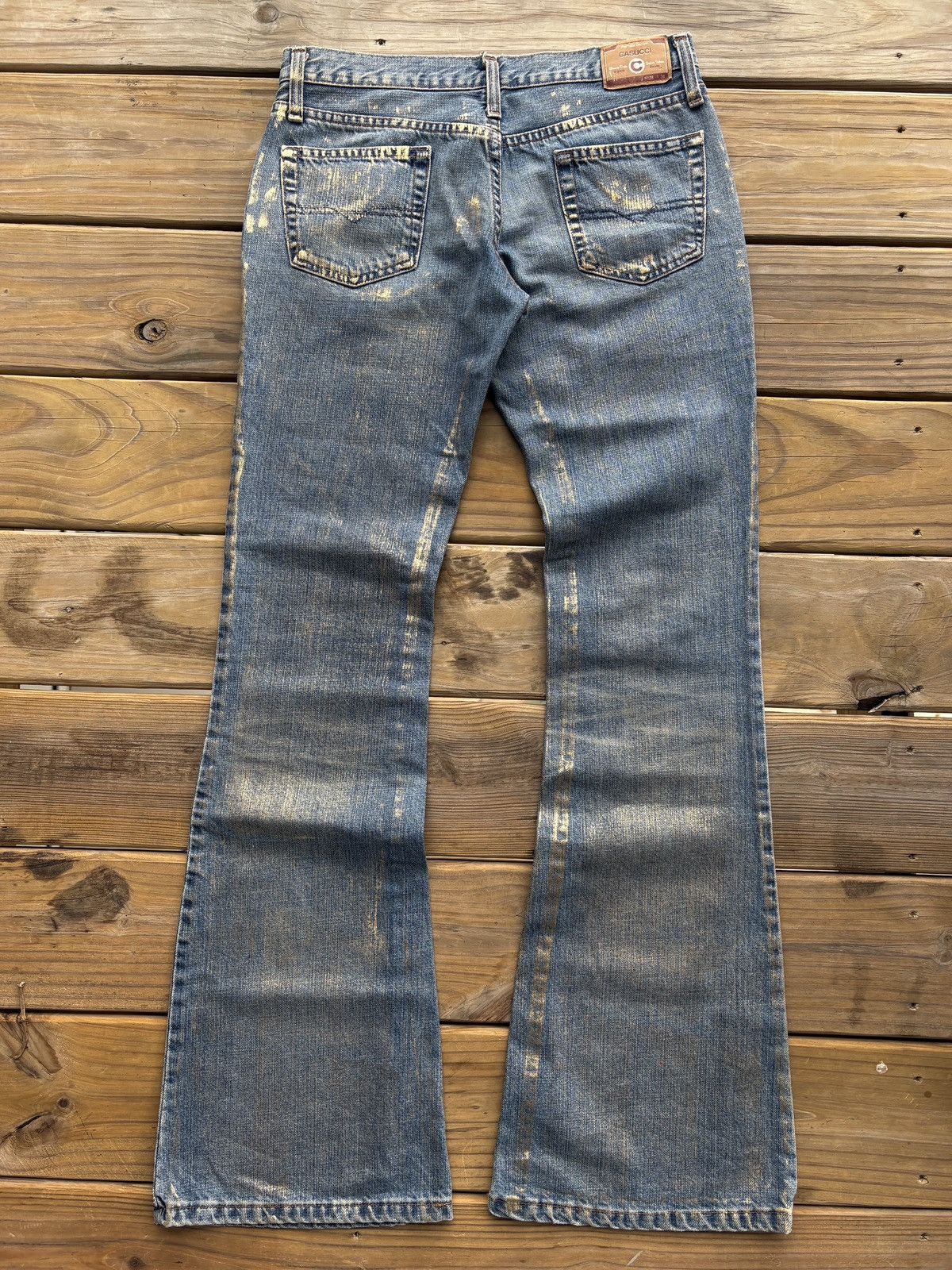 If Six Was Nine × Tornado Mart Casucci Gold Wash Blue Flared Jeans Size 28" / US 6 / IT 42 - 2 Thumbnail