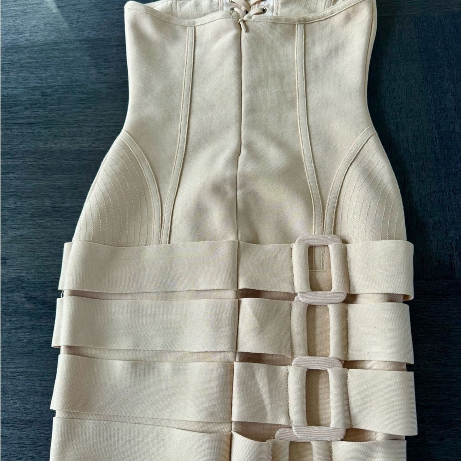 Other New Y2K Glam Chic Strapless Cream Dress size S Size S / US 4 / IT 40 - 4 Thumbnail