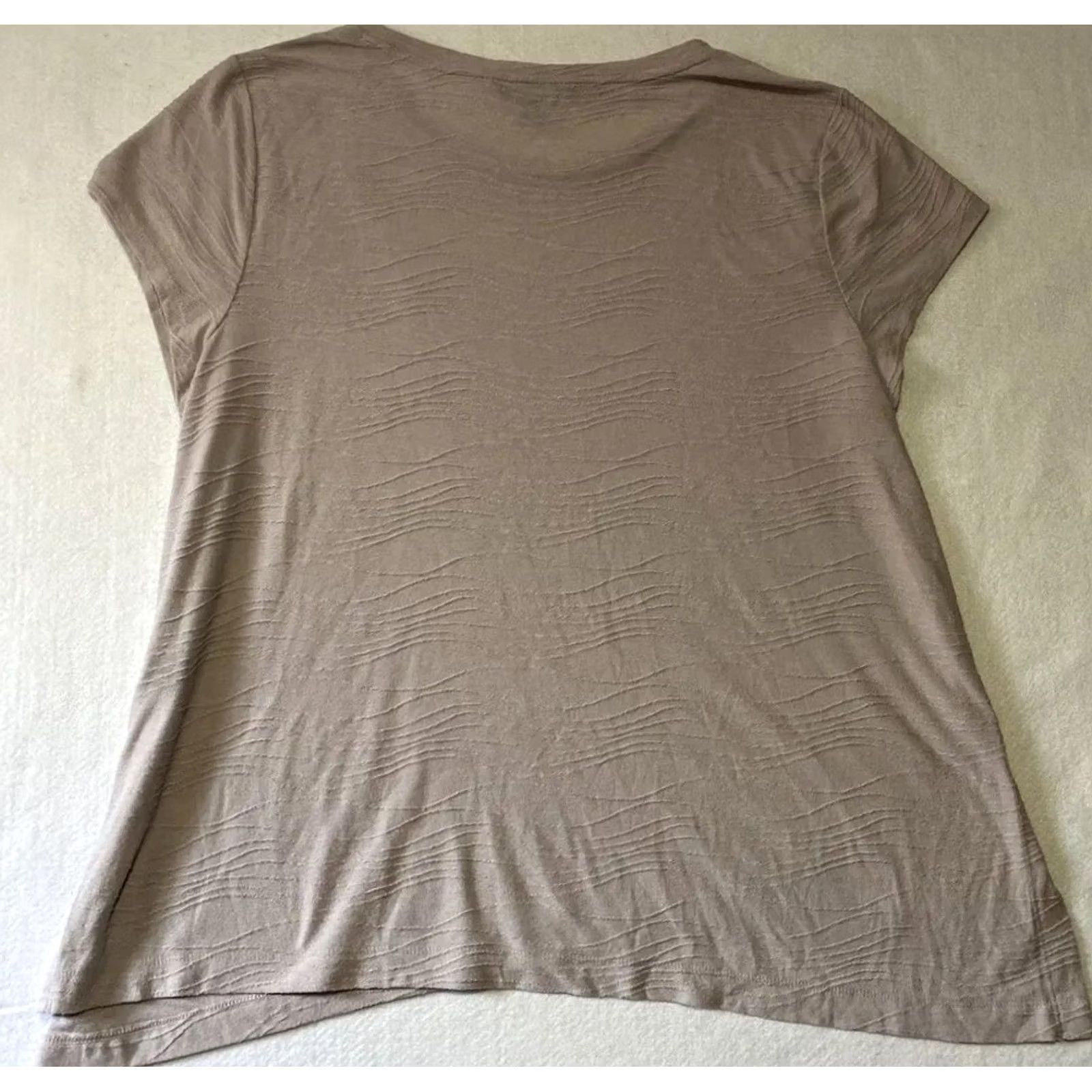 Vintage Simply Vera by Vera Wang T-Shirt Women’s Short Sleeve Casual Blouse 2XL Beige Cotton Polyester Relaxed Regular Womens Size XXL / US 16-18 / IT 52-54 - 7 Thumbnail