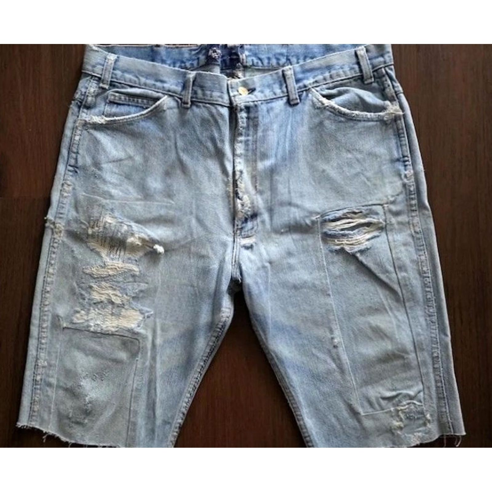 Vintage VINTAGE Saddle King Thrashed Jean Cut Off Shorts Mens XL Blue Cotton Cut offs 90s Decade Vintage MENS Size US 36 / EU 52 - 2 Thumbnail