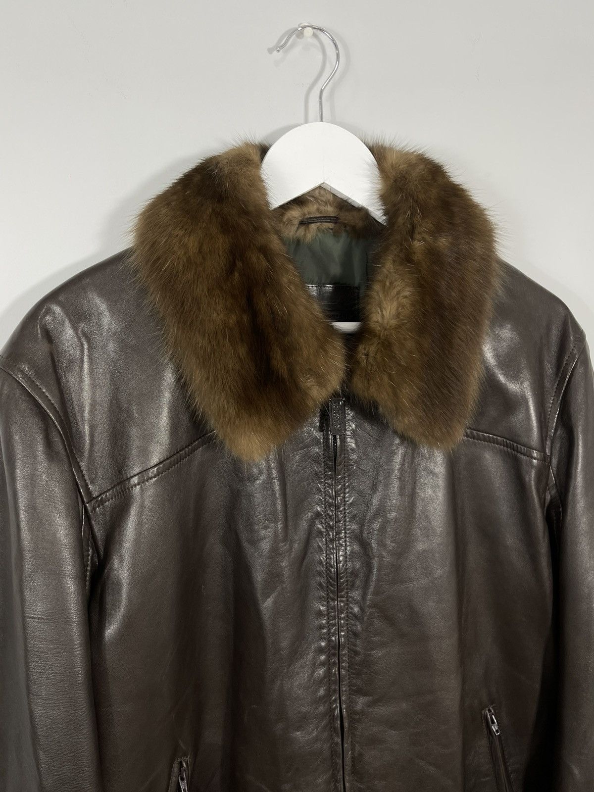 Bally Vintage BALLY Brown Soft Leather Jacket with Fur Collar Size US L / EU 52-54 / 3 - 4 Thumbnail