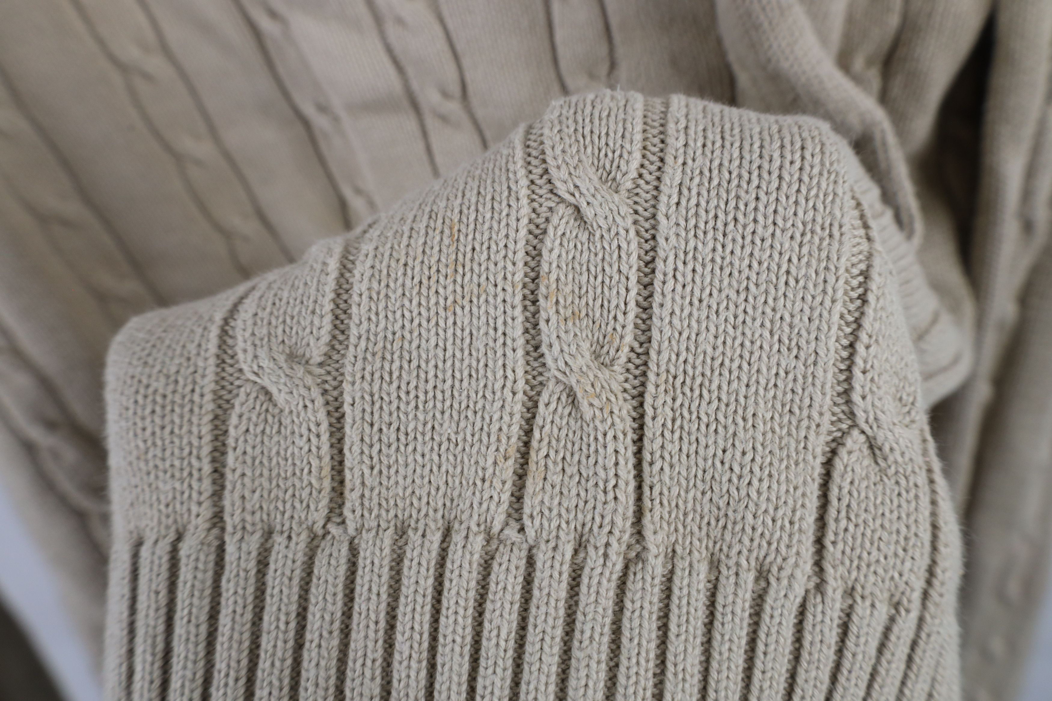 Tommy Hilfiger × Vintage Vintage 90s Tommy Hilfiger Cable Knit Crewneck Sweater Beige Size US XL / EU 56 / 4 - 5 Thumbnail