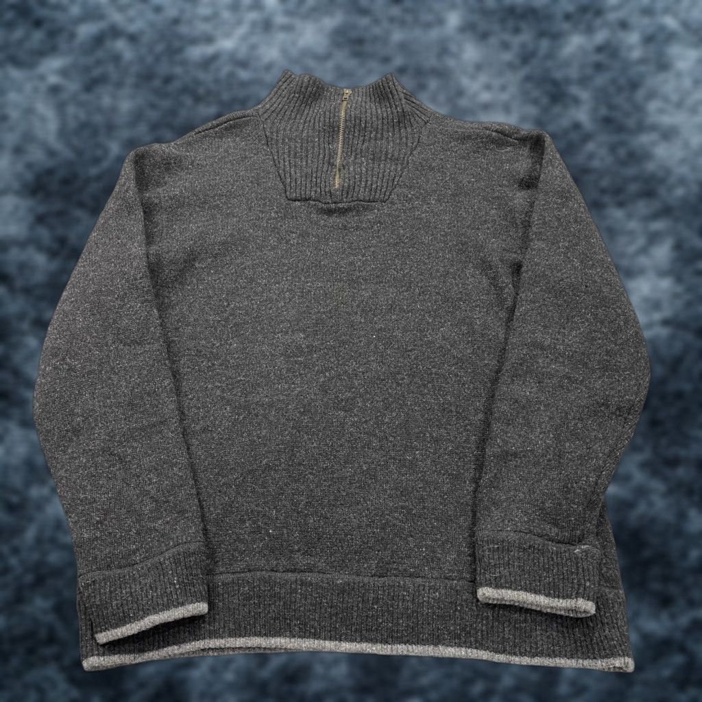 Vintage Irelandseye Sweater Mens Large Gray 100% Wool 1/4 Zip Mock Neck Knit Fisherman Pullover cardigan Size US L / EU 52-54 / 3 - 1 Thumbnail