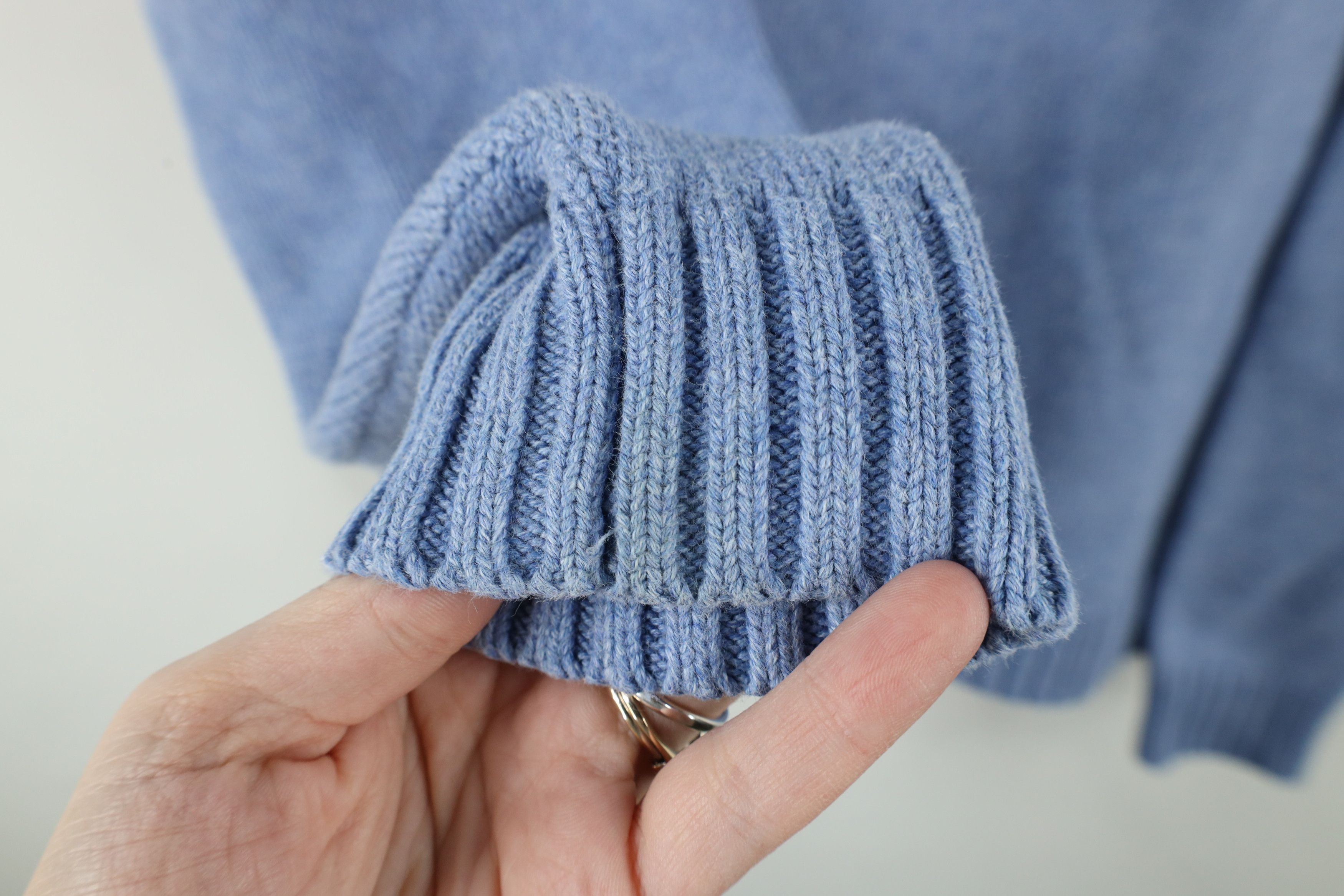 Lands' End × Vintage Vintage 90s Lands End Blank Cotton Knit Sweater Blue Japan Size L / US 10 / IT 46 - 4 Thumbnail