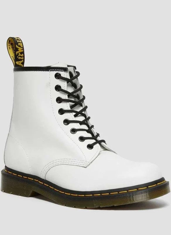 Dr. Martens Sz 8 US Mens Dr. Doc Martens 1460 White Smooth Leather Boots Size US 8 / EU 41 - 1 Thumbnail