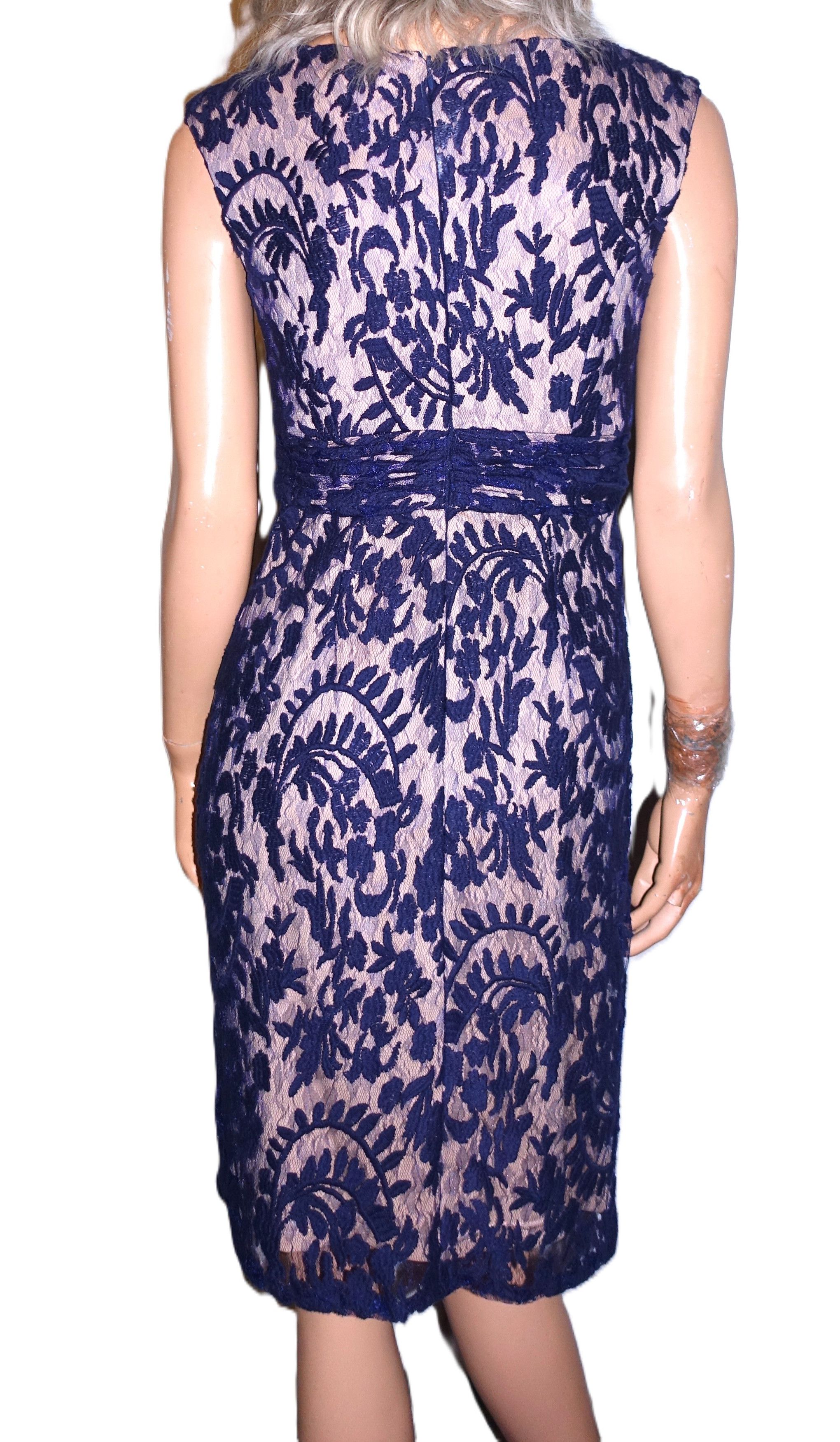 Other Simply Liliana Navy Blue Beige Lace Dress 4 Size S / US 4 / IT 40 - 4 Thumbnail