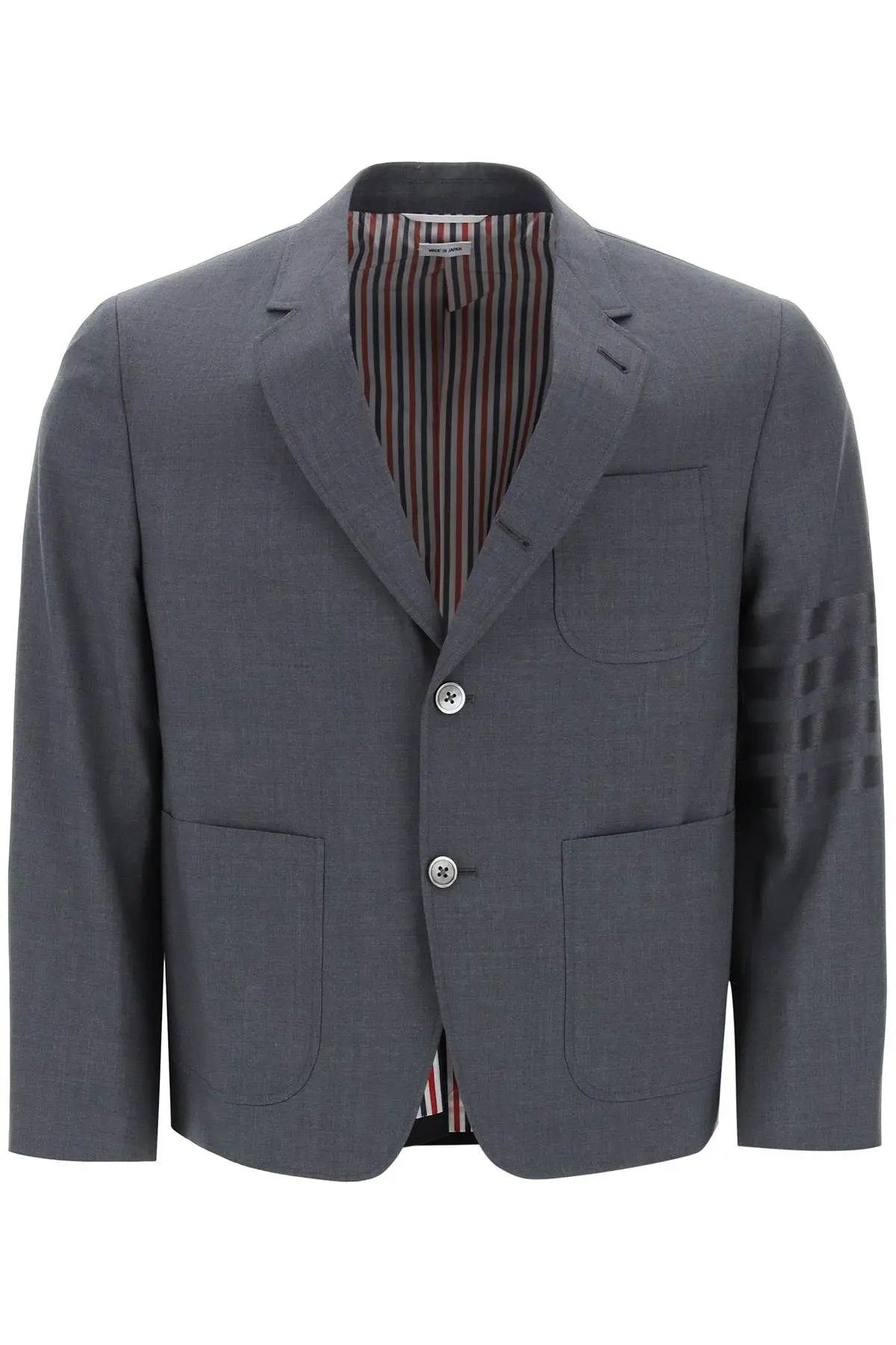 image of Thom Browne O1S22I1N0324 Light Wool 4-Bar Jacket In Grey, Men's (Size Small)