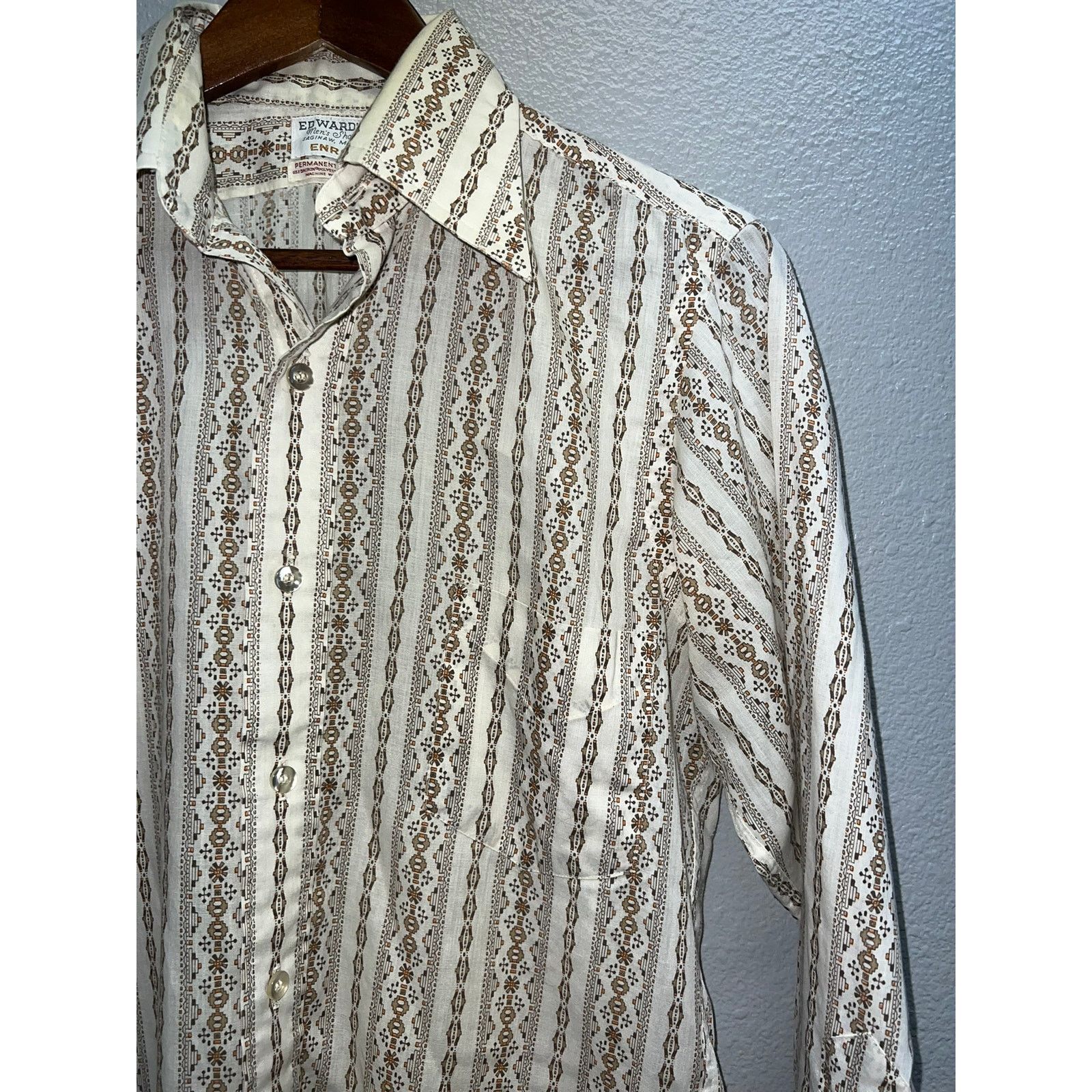 Vintage Vintage Geometrical Button Up Shirt Edwards Enro Dacron M Size US M / EU 48-50 / 2 - 2 Thumbnail