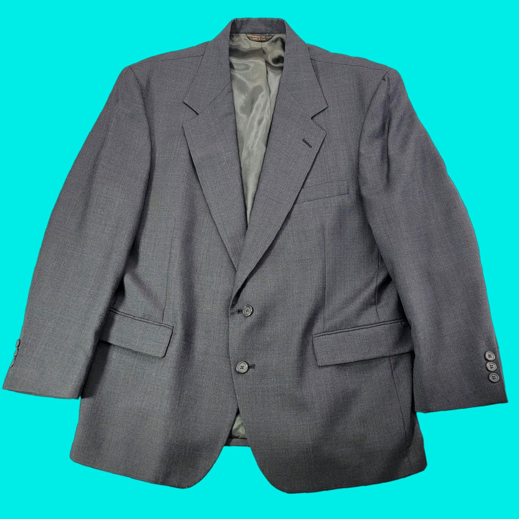 Vintage Botany 500 Suit Jacket Mens 44 Short Gray Check 2 Button Blazer Made USA Size US 44 / EU 60 - 1 Thumbnail