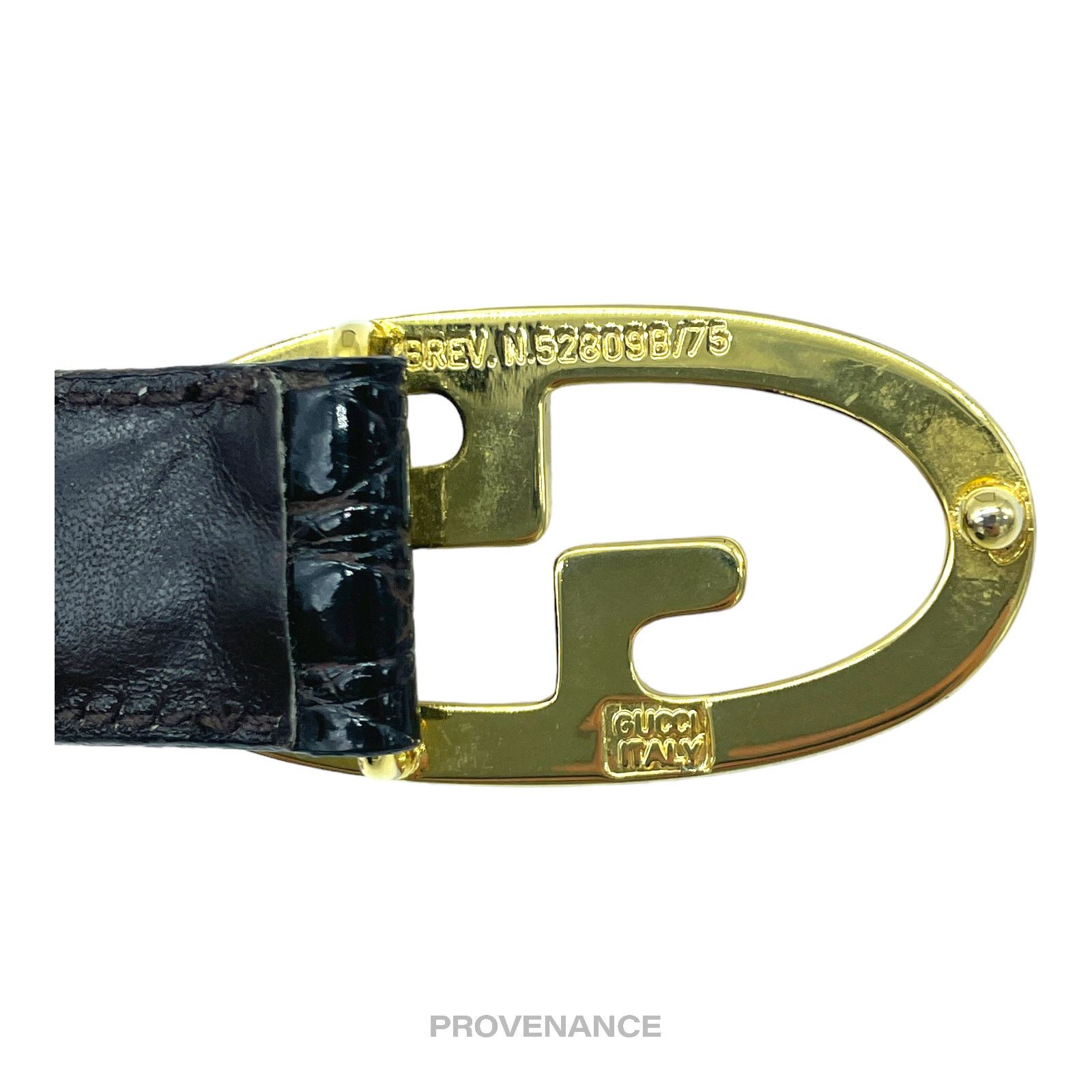 ? Gucci GG Crocodile Leather Belt - Burgundy 80/32 display picture 3