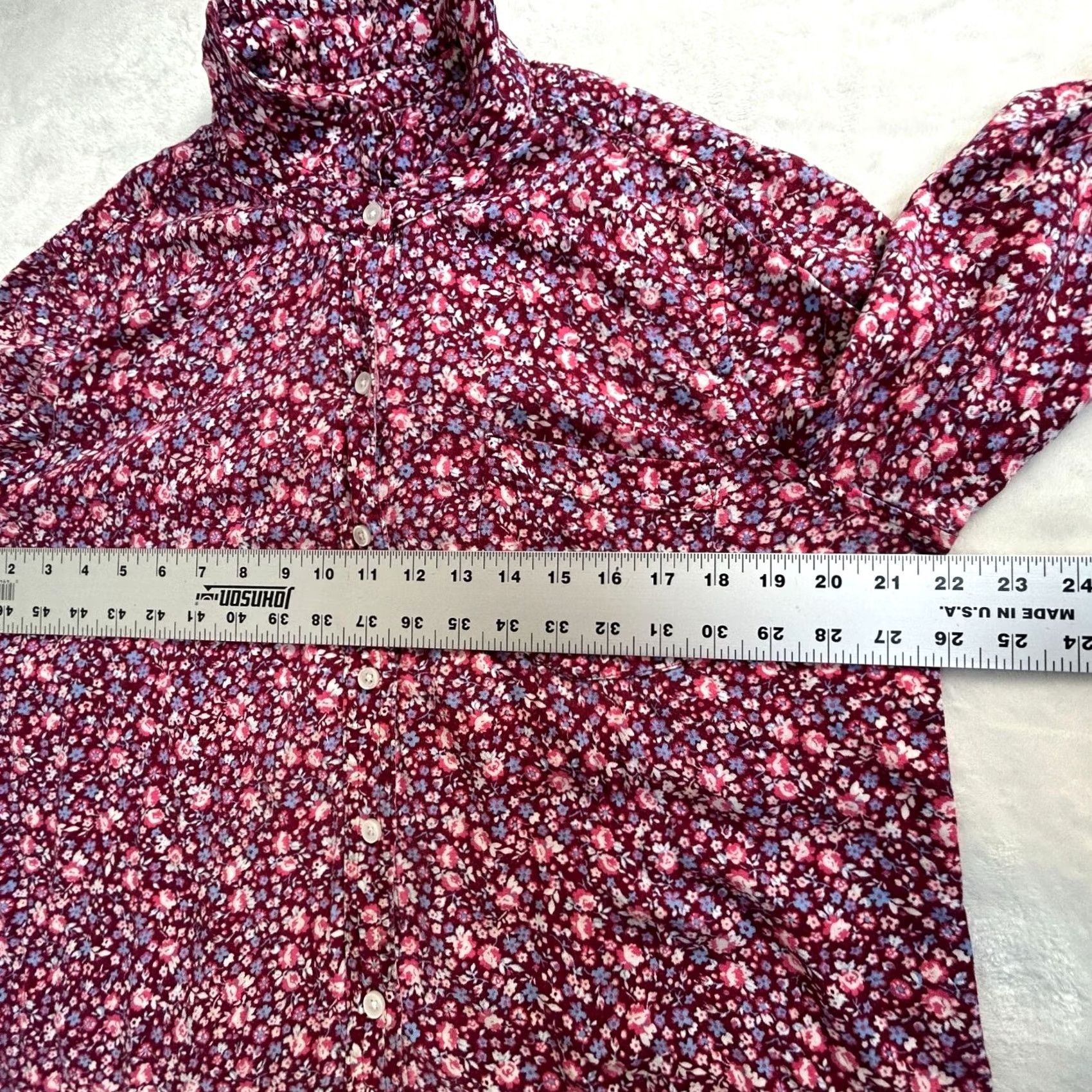 Vintage SO Womens Floral Button-Up Shirt XL Red Rayon Casual Size XL / US 12-14 / IT 48-50 - 7 Thumbnail