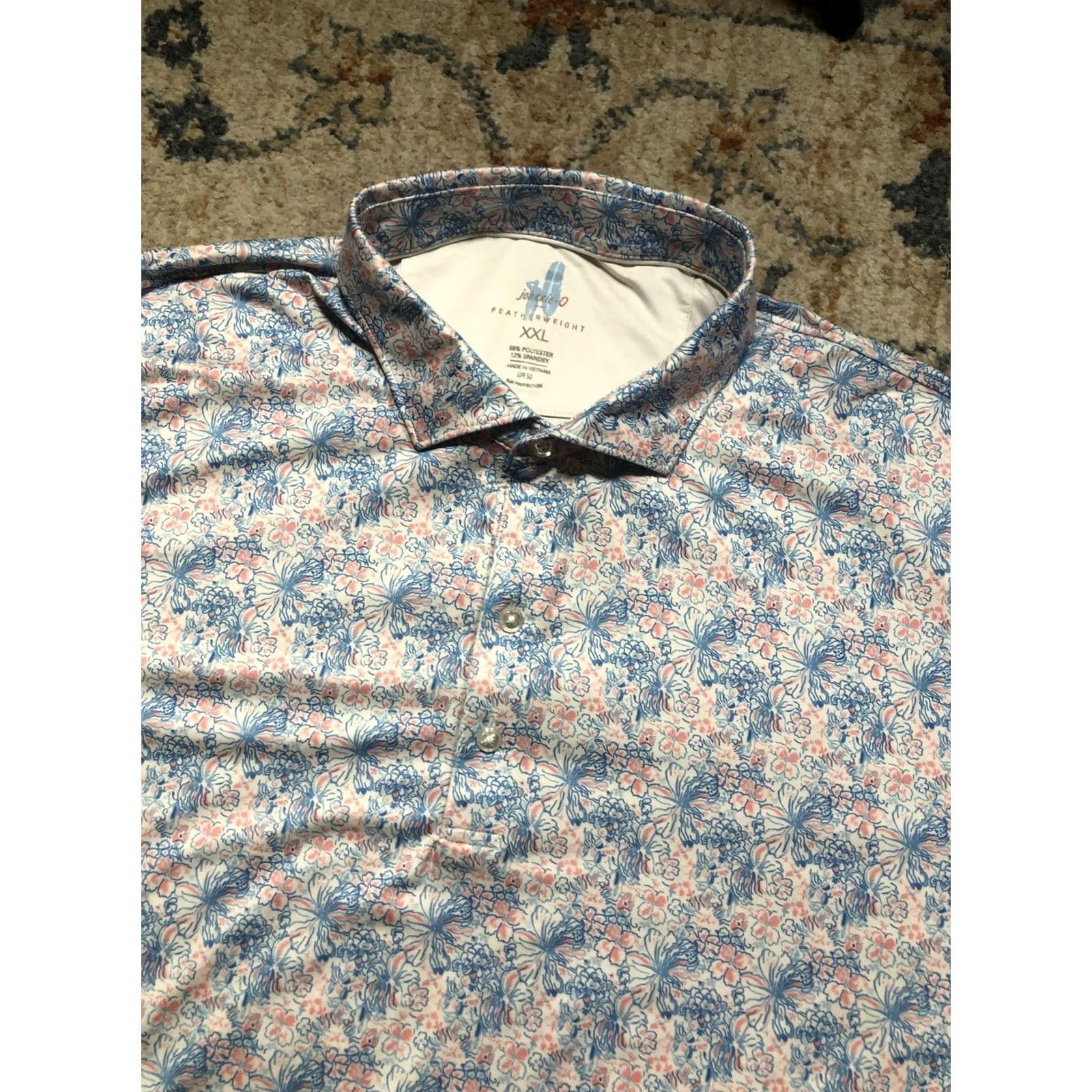 johnnie-O Johnnie-O Featherweight Golf Polo Shirt Mens Size 2XL Blue Floral Size US XXL / EU 58 / 5 - 6 Thumbnail