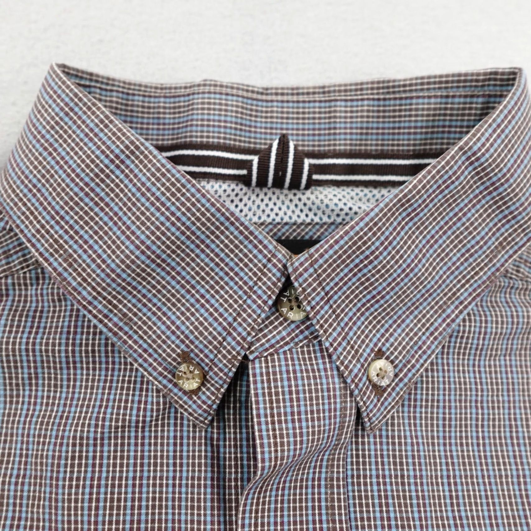 Ariat Ariat Pro Series Shirt Mens Large Brown Blue Plaid Button Down Western Rodeo Size US L / EU 52-54 / 3 - 2 Thumbnail