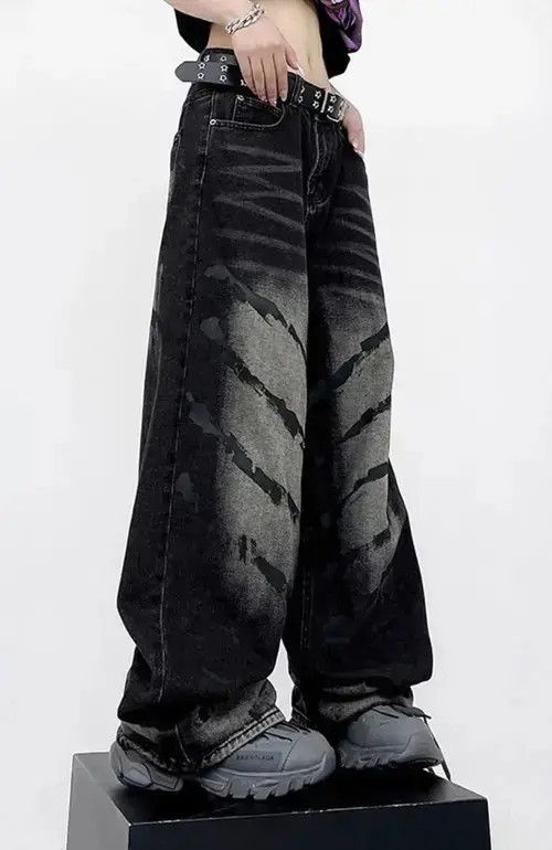 Japanese Brand Vintage Unisex Black Tie Dye Graffiti Pattern Jean Size US 30 / EU 46 - 4 Thumbnail