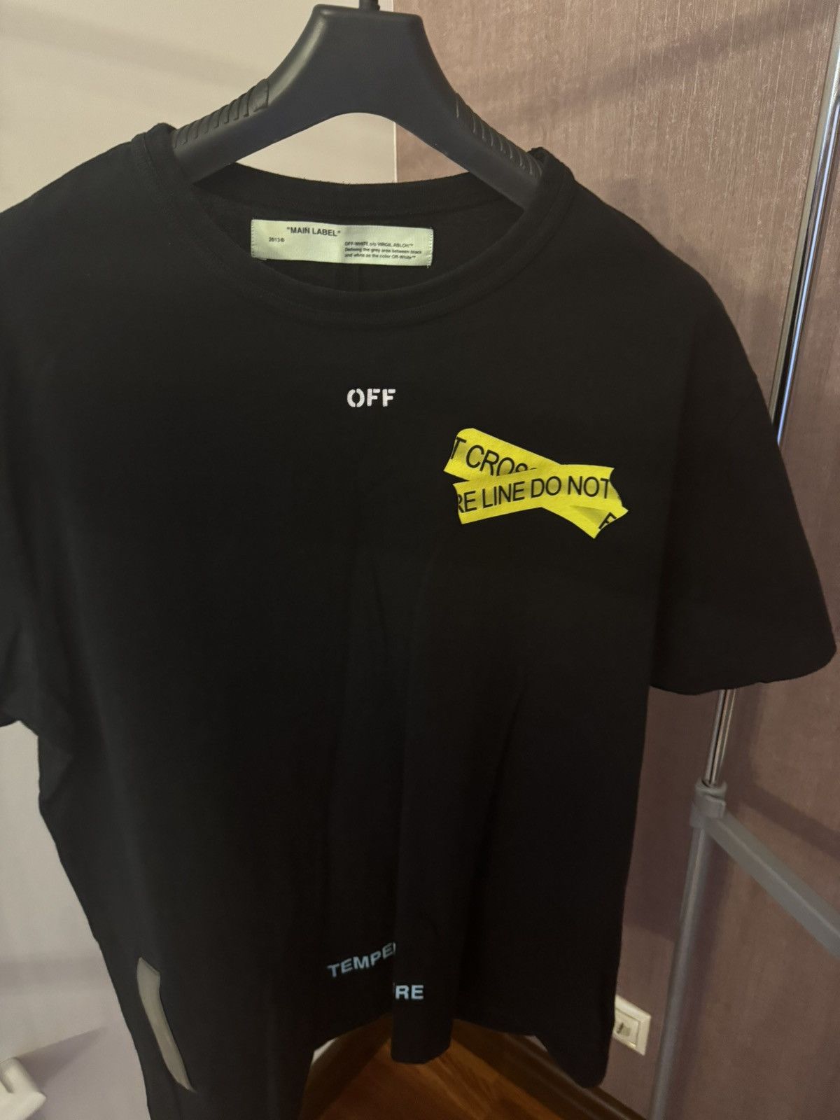 image of Off White Black/yellow Classic T-Shirt, Men's (Size Large)