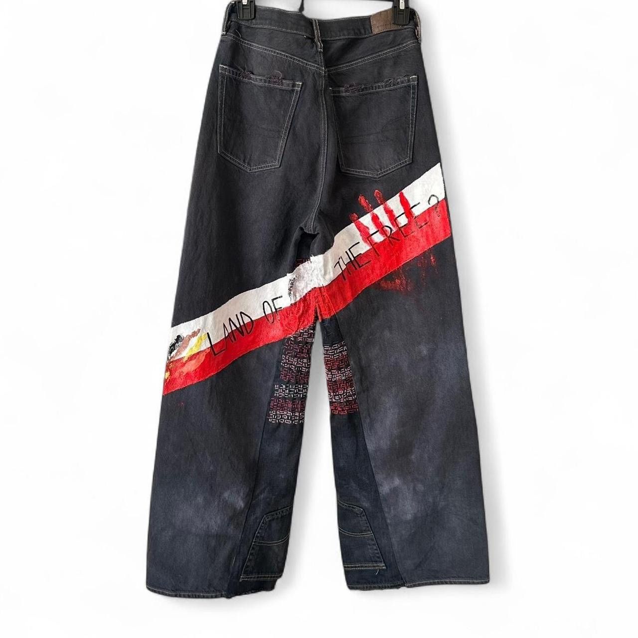 Other 1/1 reworked sashiko stitched flag baggy wide leg denim Size US 28 / EU 44 - 2 Thumbnail