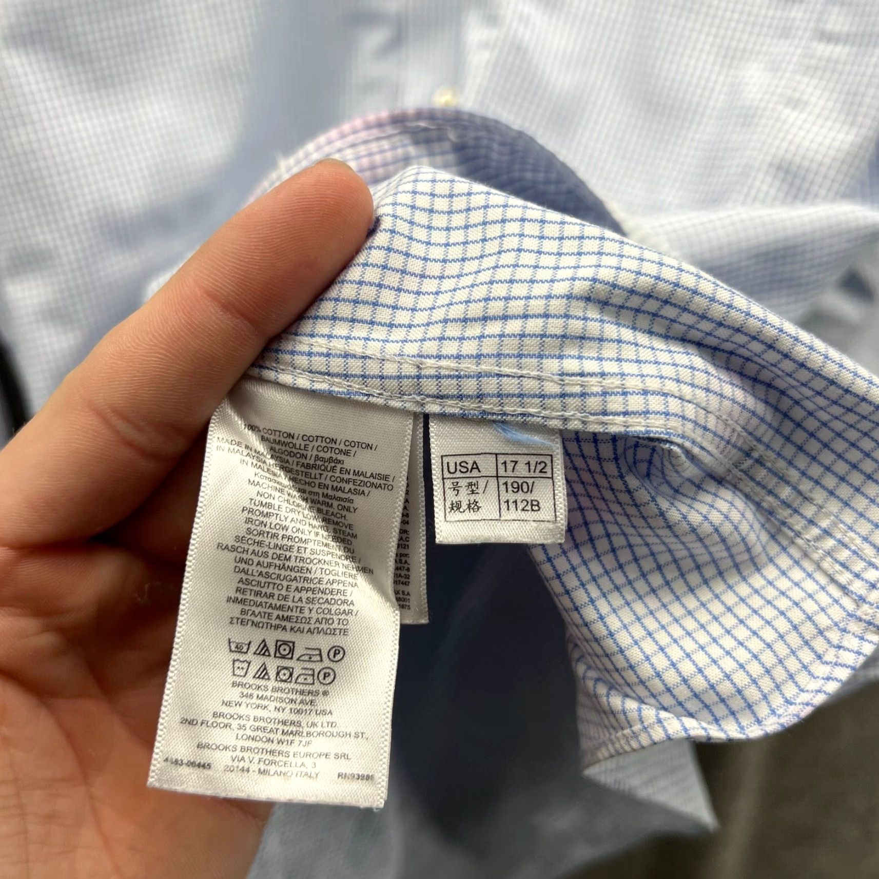 Brooks Brothers Brooks Brothers 1818 Shirt Men 17.5 2/3 Blue Gingham Button-Up Oxford Regent Shirt Size US XXL / EU 58 / 5 - 3 Thumbnail