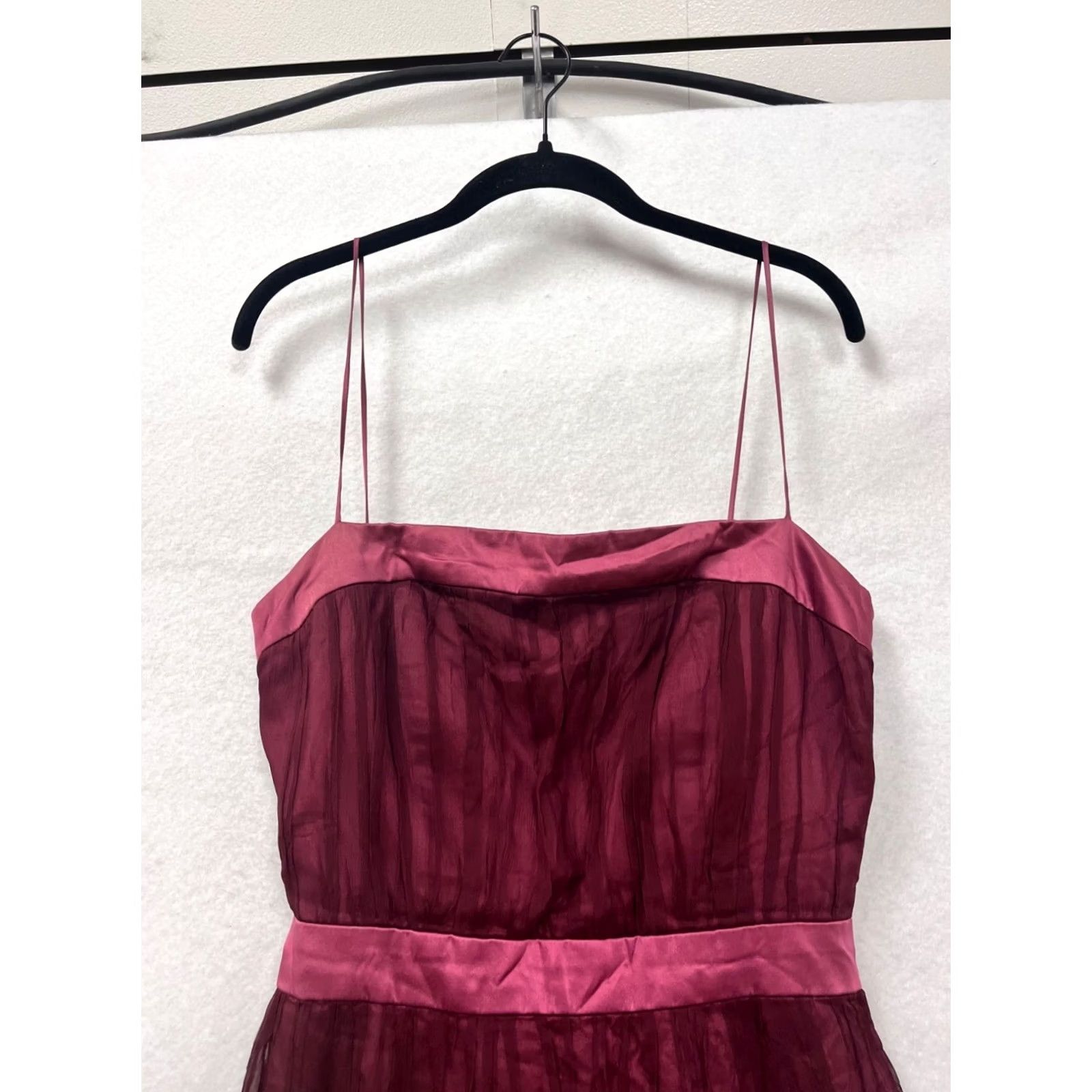 Vintage Jenny Yoo Dress Womens Midi Silk Burgundy Pink Size 8 Ball Gown Silk Dress WtBG8 Womens Size M / US 6-8 / IT 42-44 - 6 Thumbnail