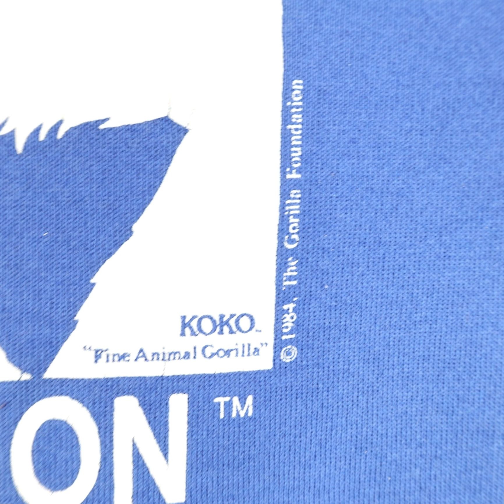 Hanes VINTAGE Gorilla Foundation Sweatshirt Mens Large Blue Graphic Print 80s Koko Crew Neck Pullover Size US L / EU 52-54 / 3 - 5 Thumbnail