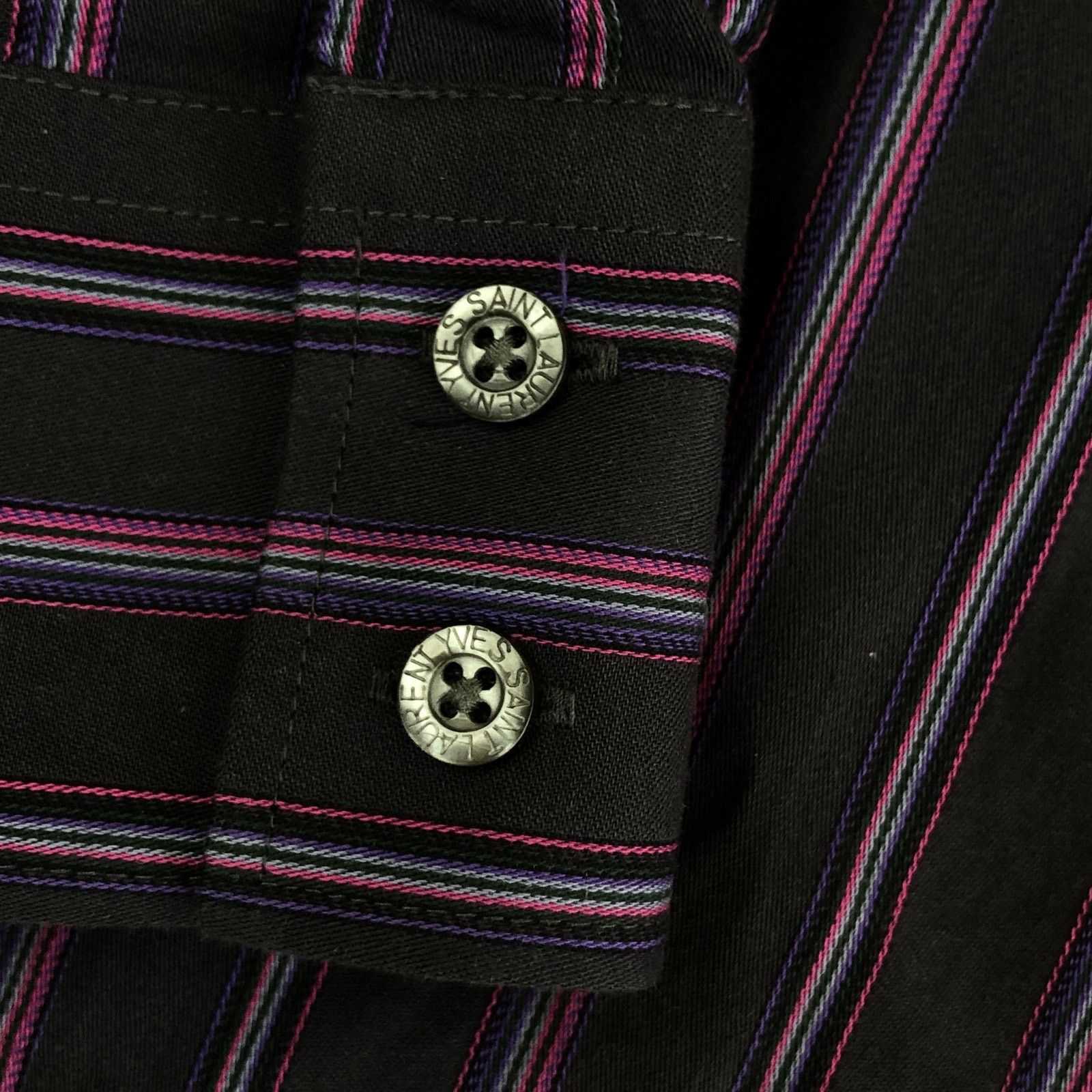Vintage × Yves Saint Laurent YSL Shirt Striped Logo Size US M / EU 48-50 / 2 - 9 Thumbnail