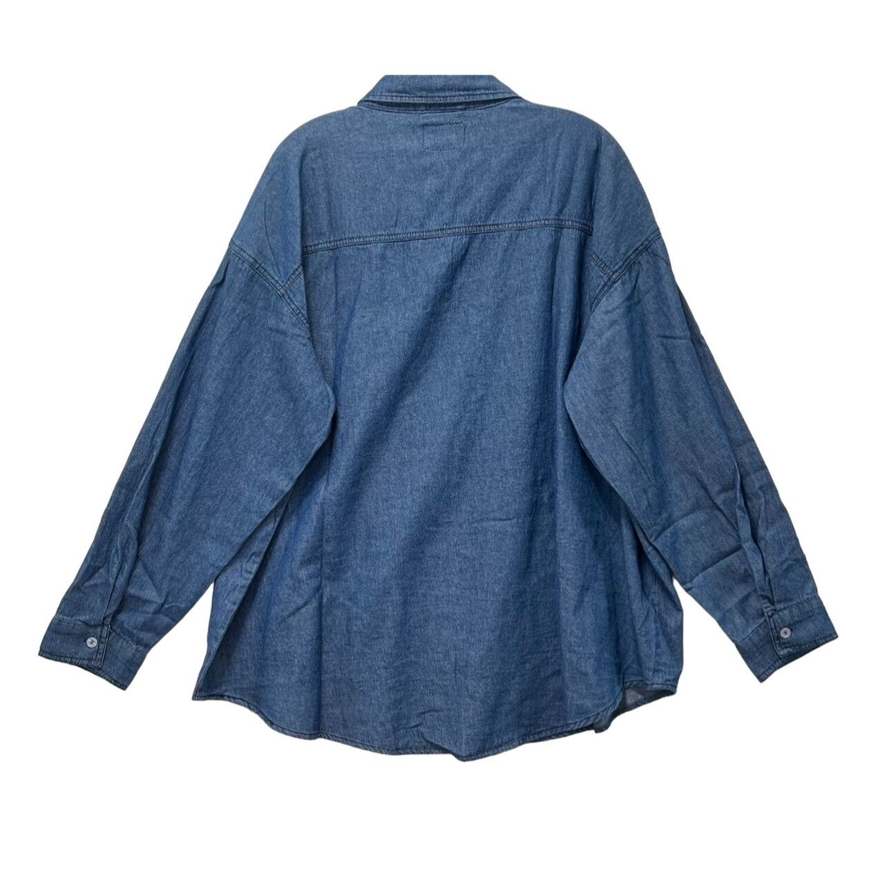 rue21 Rue 21 - Women's Chambray Long Sleeve Button Down Shirt With Size XXL / US 16-18 / IT 52-54 - 2 Thumbnail