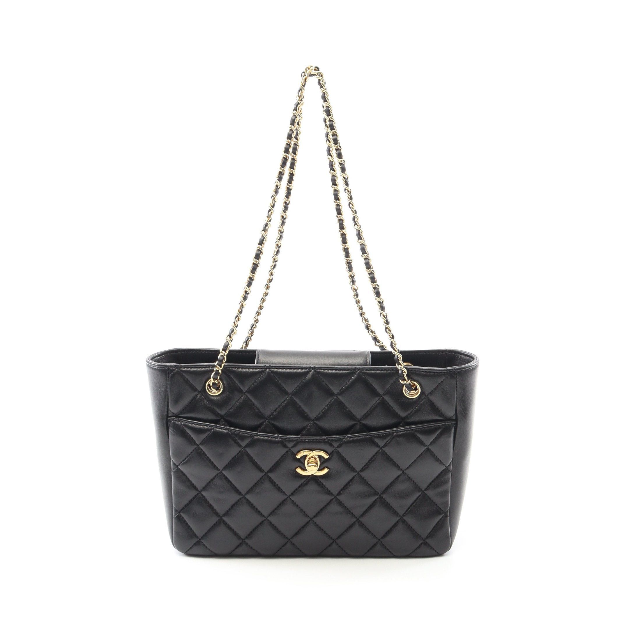 Chanel Chanel Matelasse Small Shopping Bag Chain Shoulder Tote Lambskin Black Gold Hardware Size ONE SIZE - 1 Thumbnail