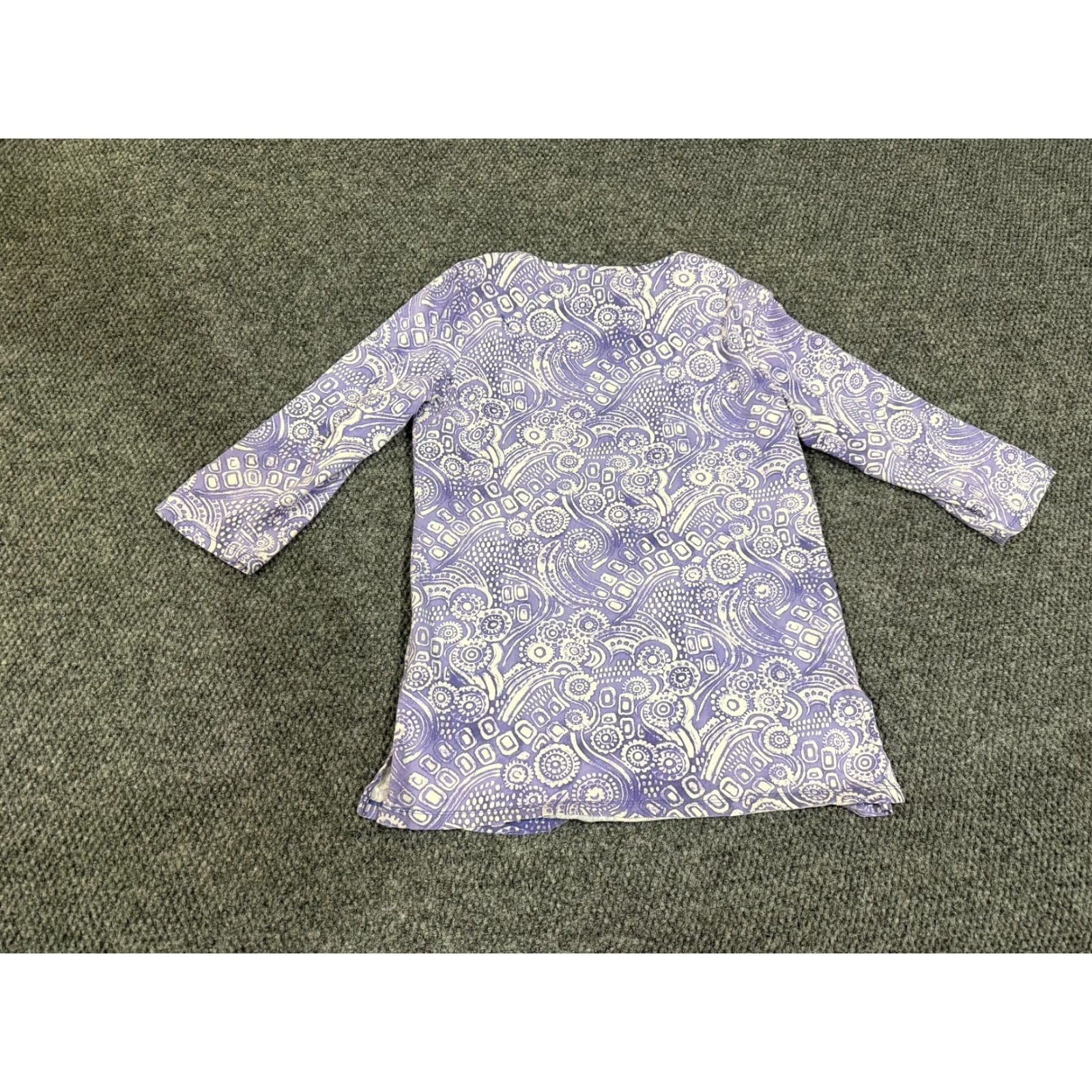 Coldwater Creek Coldwater Creek Blouse Womens Medium Purple Paisley Knit Stretch Tailored Casual Shirt Tunic Long Sleeve Round Neck Cotton Size M / US 6-8 / IT 42-44 - 6 Thumbnail