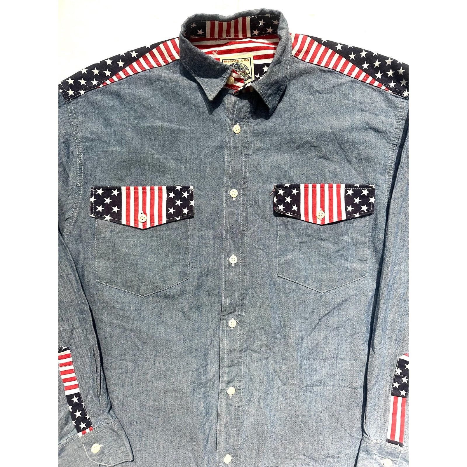 Other Biscote &Co denim shirt US flag inserts NoS 80s 2 available. Size US S / EU 44-46 / 1 - 2 Thumbnail