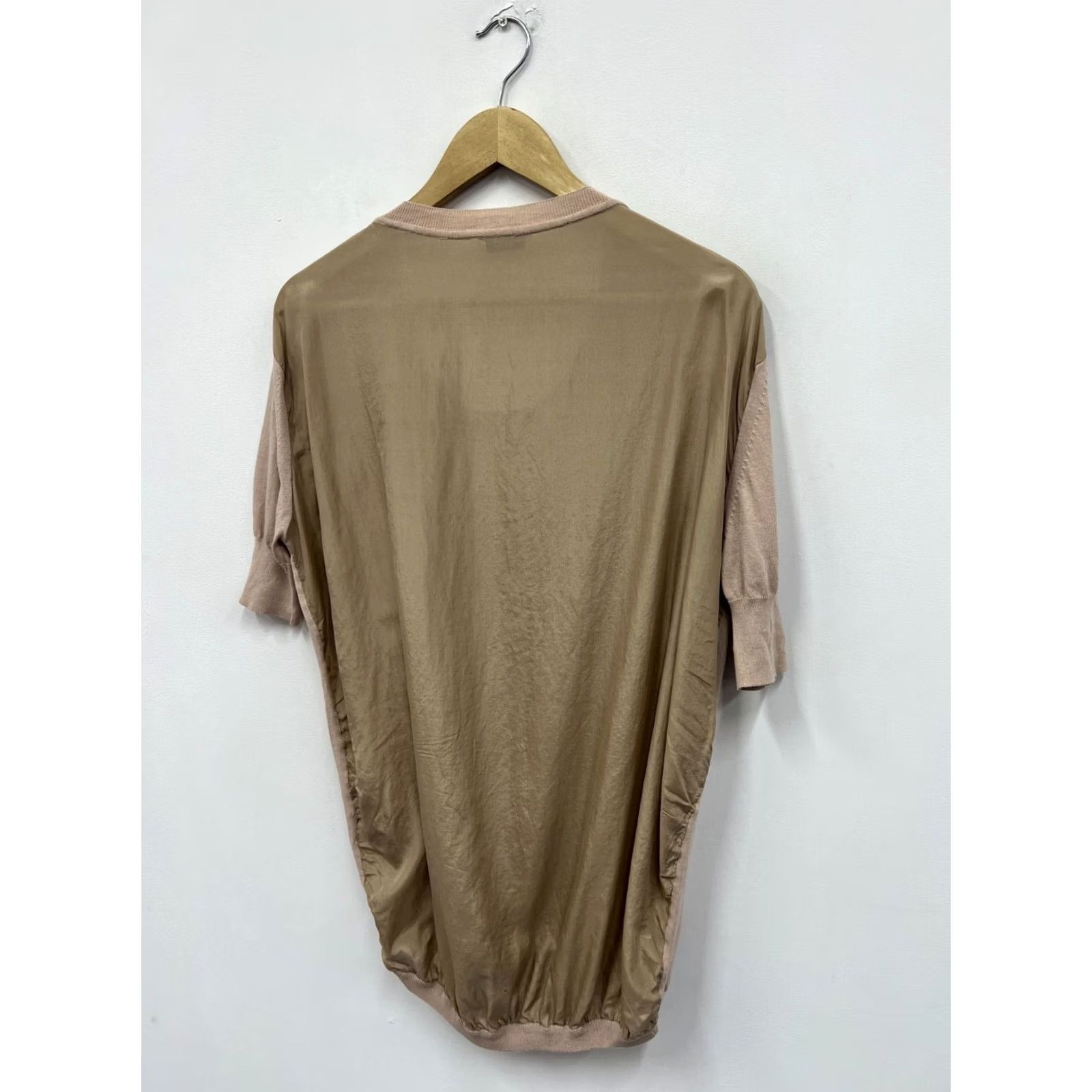 Vintage ACNE Blouse Shirt Size L Womens Vintage Silk Beige Crew Neck Short Sleeve Relaxed Fit Capsule 90s Size L / US 10 / IT 46 - 2 Thumbnail