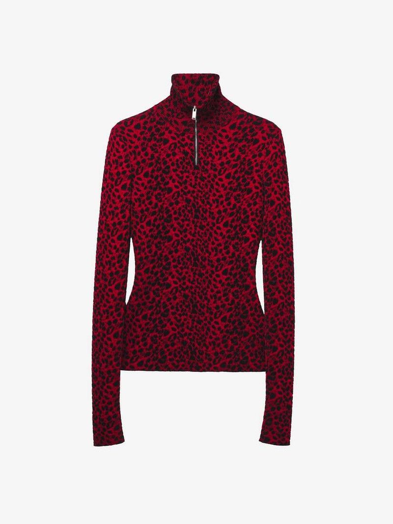 Alexander McQueen o1srvl11e0326 Leopard Jacquard Fitted Top in Multicolor Size M / US 6-8 / IT 42-44 - 1 Thumbnail
