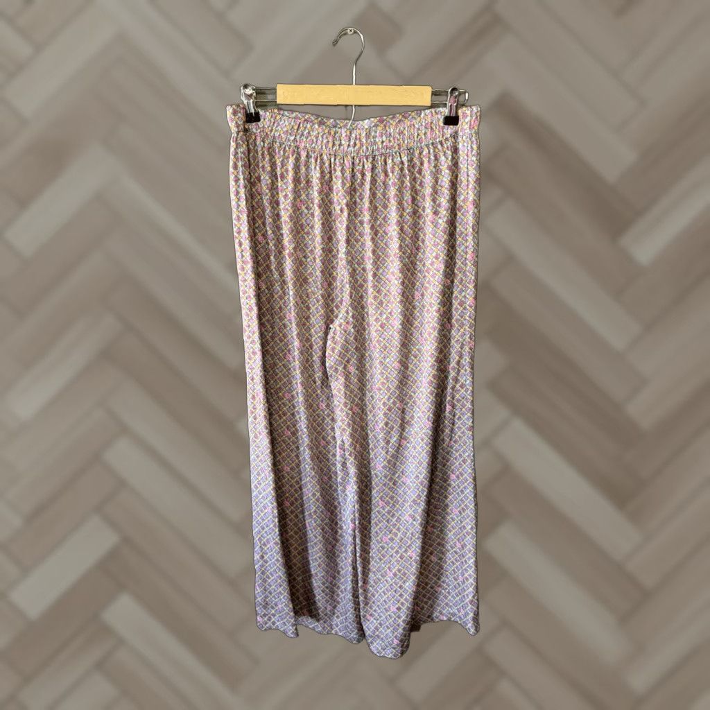 Anthropologie Floreat Womens Pants Geometric Multicolor Wide-Leg Cropped Medium
