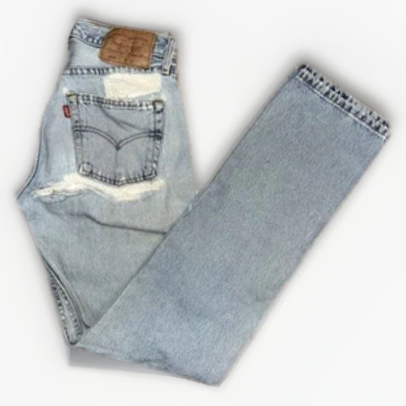 Levi's VINTAGE Levi’s 501 Jeans Distressed Floral Embroidery Light Wash 26x32 Men Regular Blue 90s 90s Mens Jeans Size US 26 / EU 42 - 2 Thumbnail