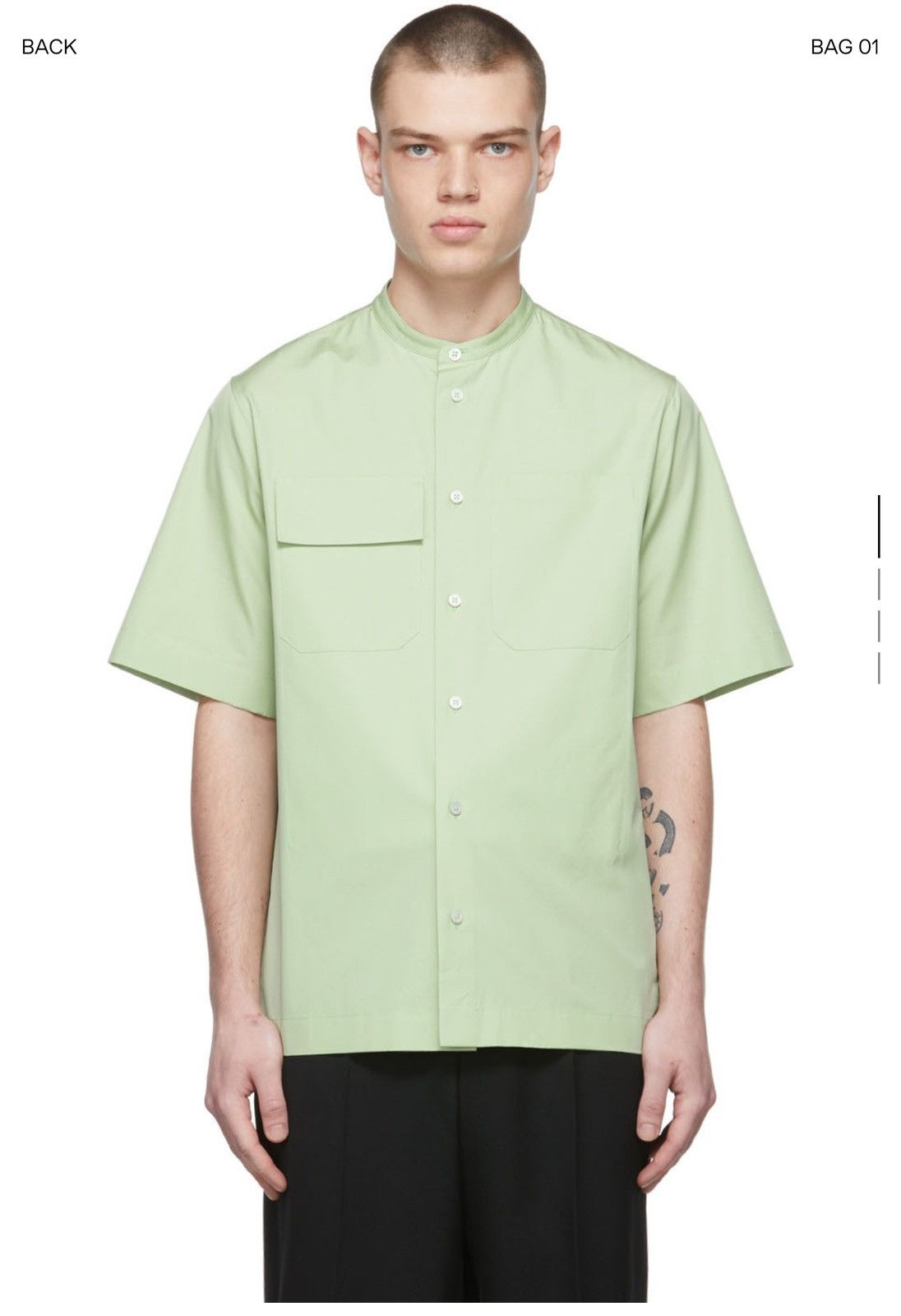 image of Jil Sander Poplin Shirt Size 38 in Celedon Green, Men's