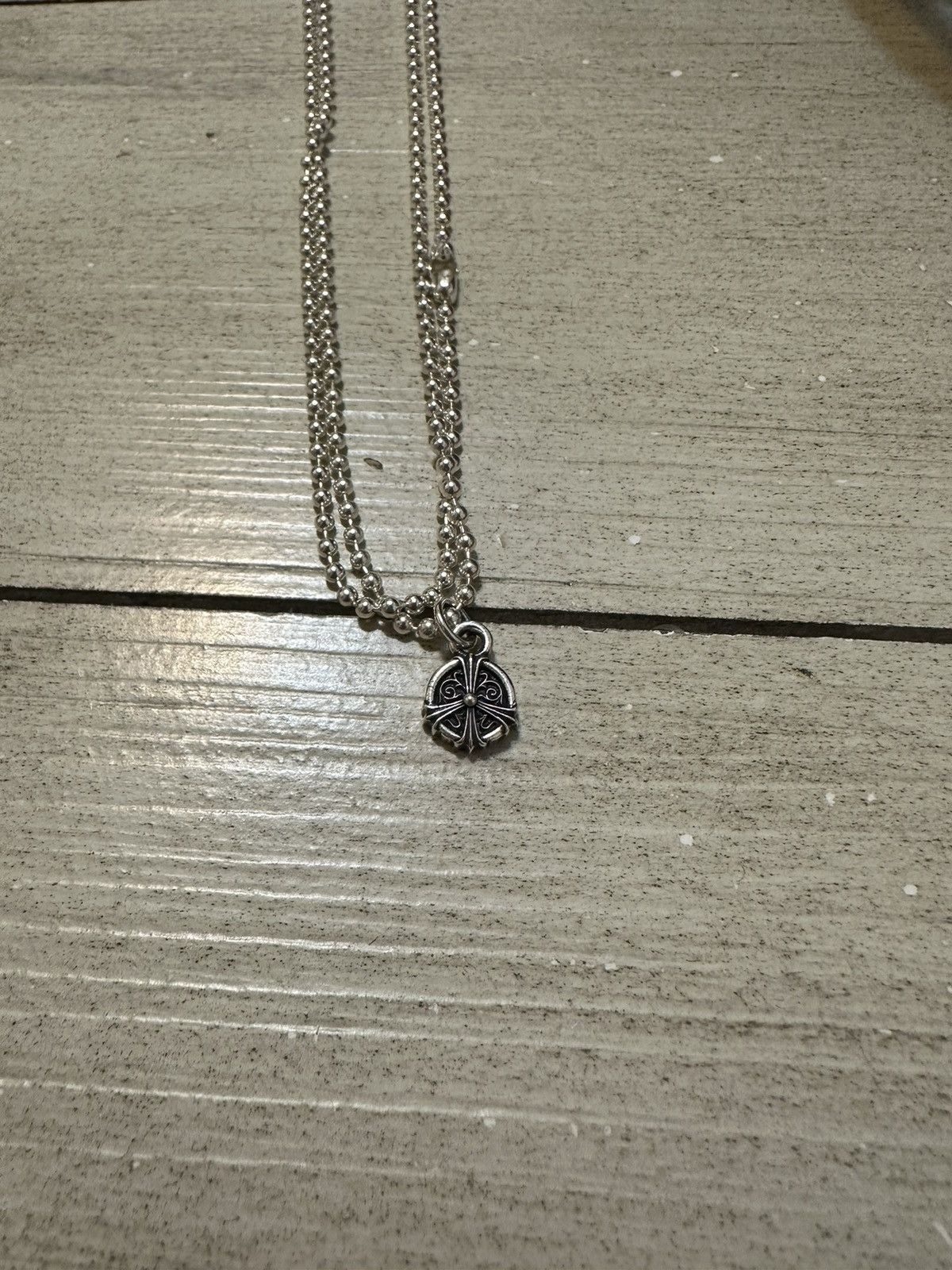 image of Chrome Hearts Peace Sign Charm With Chain in Silver, Men's