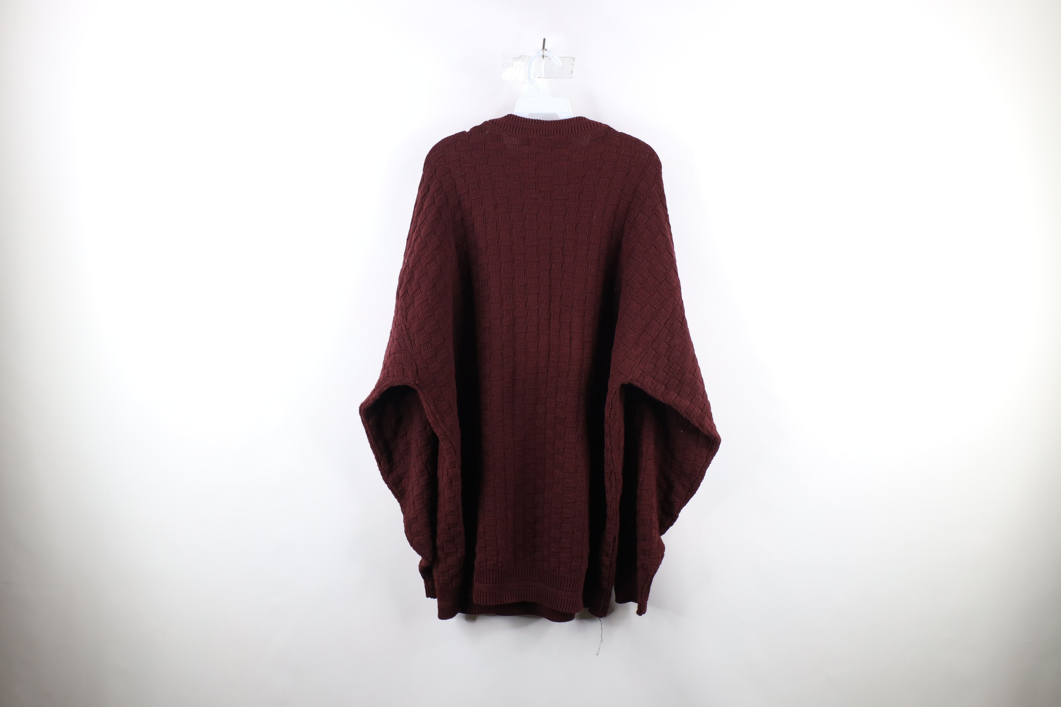 Vintage Vintage 90s Streetwear Knit Crewneck Sweater Burgundy USA Size US XXL / EU 58 / 5 - 5 Thumbnail
