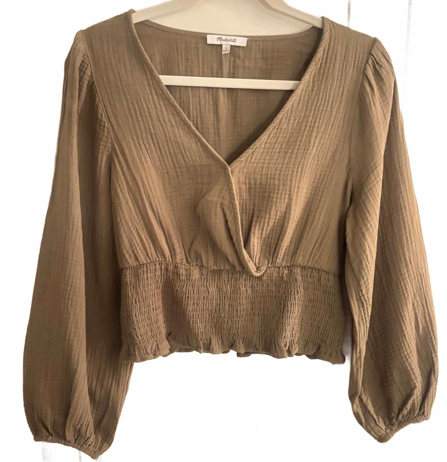 Madewell Madewell Brown Smocked Waist Blouse Size M / US 6-8 / IT 42-44 - 1 Thumbnail