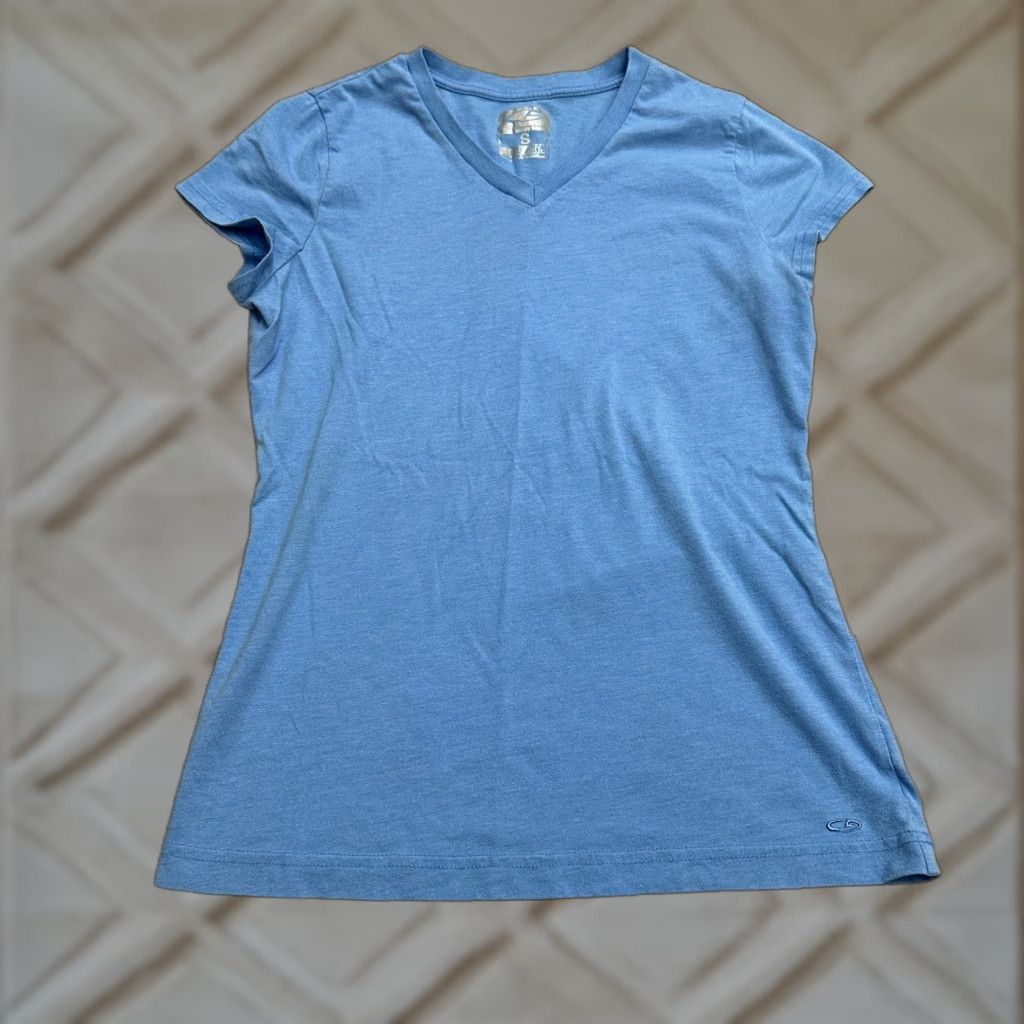 Champion C9 Champion Women's Small Blue Short Sleeve V-Neck T-Shirt, Casual Lightweight Cotton Tee Size S / US 4 / IT 40 - 1 Thumbnail