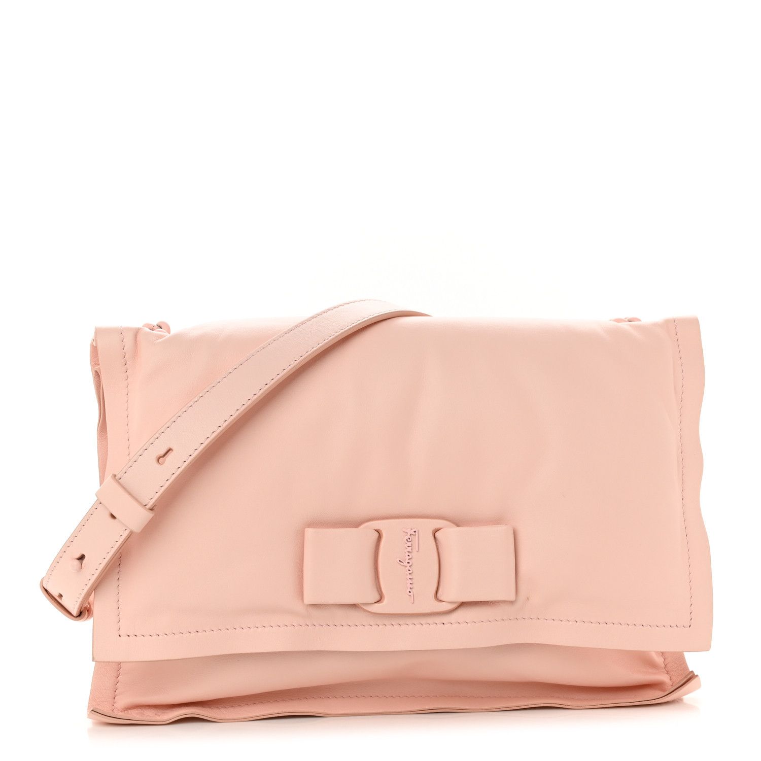 Salvatore Ferragamo o1s1rm1124 Size: OS / Padded Leather Shoulder Bag in Corallo Size ONE SIZE - 1 Thumbnail