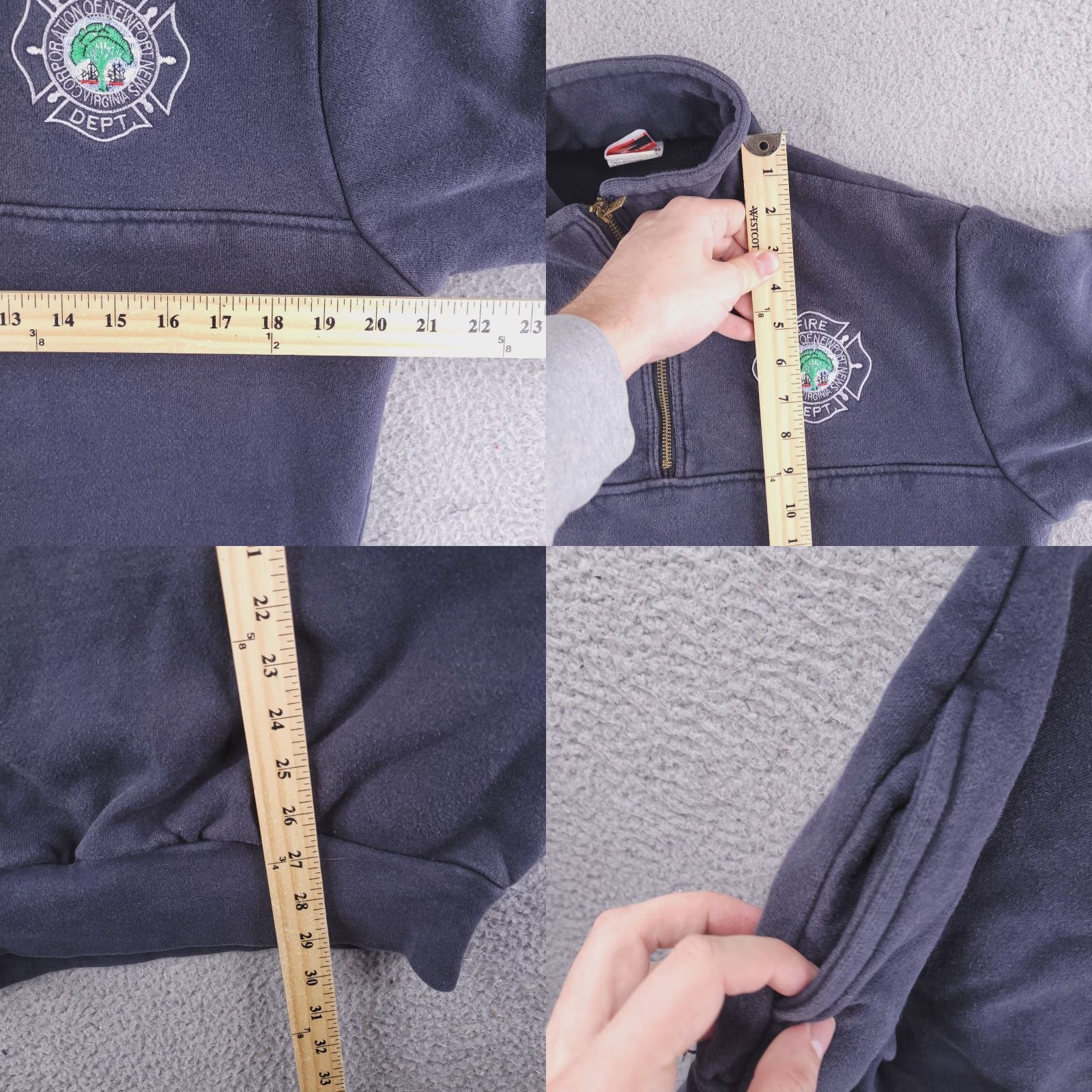 Union LA VINTAGE Union Sweatshirt Mens S Gray 1/4 Zip Lined Thick USA Pullover Long Sleeve Casual Long Size US S / EU 44-46 / 1 - 8 Thumbnail