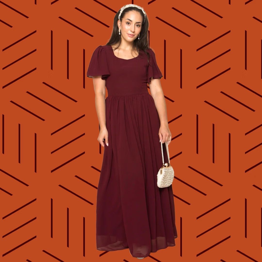 CO Ivy City Co Abbie Maxi Dress In Wine Chiffon / Women’s Size 16 Size XXL / US 16-18 / IT 52-54 - 1 Thumbnail